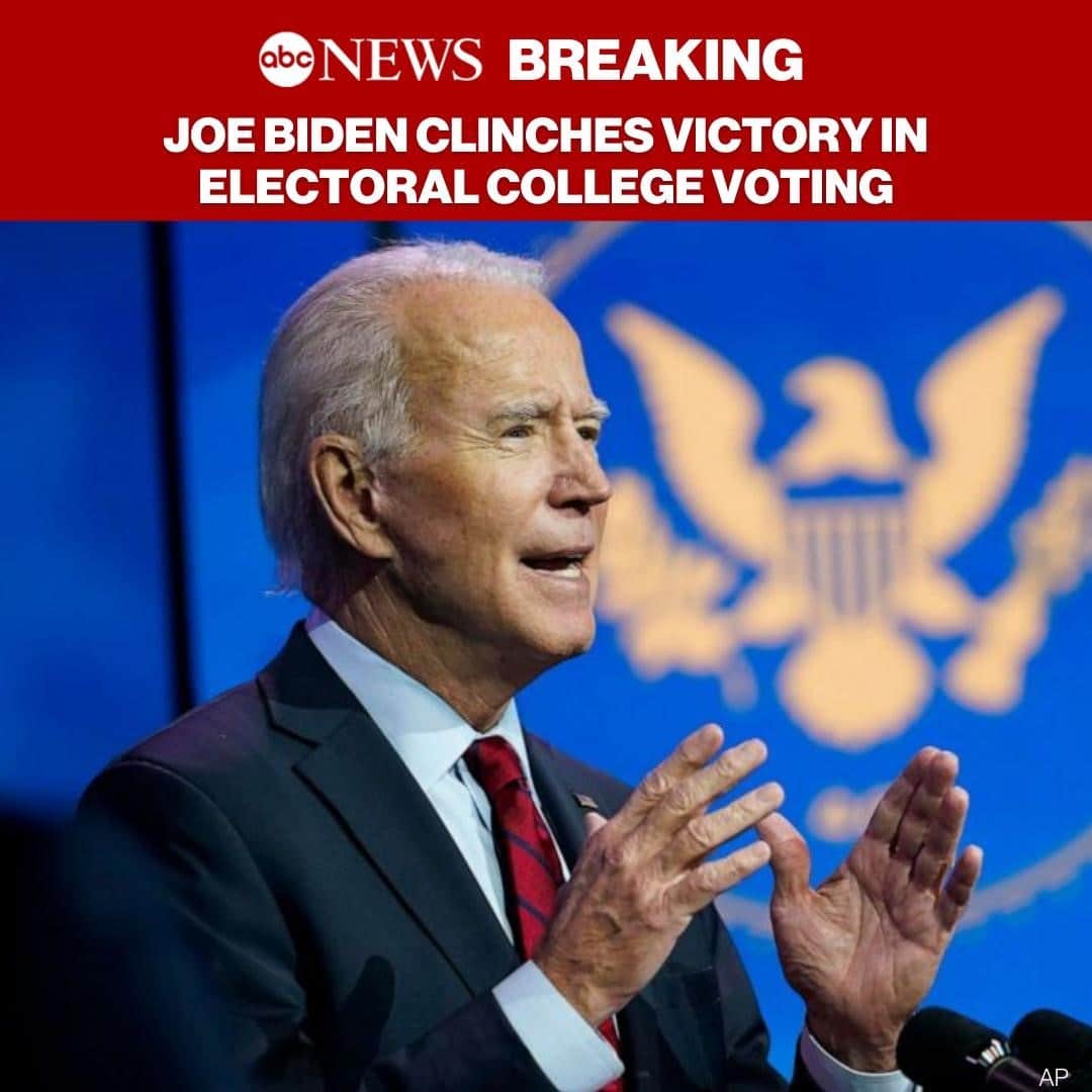 ABC Newsさんのインスタグラム写真 - (ABC NewsInstagram)「BREAKING: California officially seals Joe Biden's victory, with the state's 55 electors delivering the president-elect the majority in the Electoral College. Latest at link in bio.」12月15日 7時44分 - abcnews