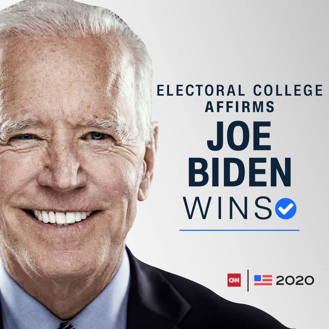 CNNさんのインスタグラム写真 - (CNNInstagram)「The Electoral College affirms President-elect Joe Biden's election victory. Electors for all 50 states and the District of Columbia gathered in their respective capitols on Monday to cast ballots. It’s a constitutionally mandated ritual that’s typically no more than a curious afterthought following a presidential election, but the Electoral College vote has taken on newfound significance this year as President Trump and his GOP allies have made unprecedented efforts to subvert the popular will of the voters and overturn Biden’s November victory.」12月15日 8時01分 - cnn