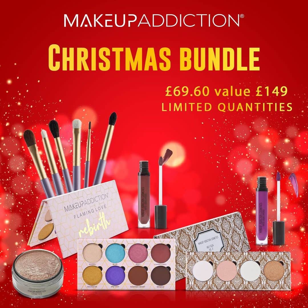 Makeup Addiction Cosmeticsさんのインスタグラム写真 - (Makeup Addiction CosmeticsInstagram)「Our Christmas bundle is here!!! ❣️🥰Ahhhh 🥳🥳🥳 and it includes the new Flaming love rebirth palette 🎨 🤩🤩🤩  Our one and only christmas bundle is limited so snap it while you can! 🤩🤩🤩 This is the perfect for a loved one, sister, brother, aunt, friend and yourself 💗  Here is what it includes:  🧨 New Flaming Love rebirth palette  🧨 Orgasmic highlighter 🧨 U-ni-corn liquid lipstick 🧨 Wolof liquid lipstick 🧨 Holy glow vol 2  🧨 Eye envy set  It is normally £149 but we are having a steal on it at £69.60. 🔥🔥🔥  🎁 What a perfect gift 🎁   #christmaspresents #christmasgift #makeupaddictioncosmetics #makeupaddiction #giftforher #giftforhim #giftforfriend #giftforfamily」12月14日 23時19分 - makeupaddictioncosmetics