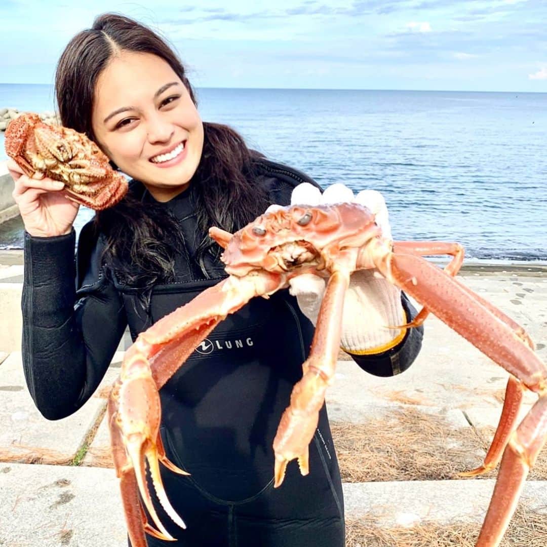 遊海 Yuumiのインスタグラム：「So much crab at Toyama prefecture 🦀🦀🦀 Toyama is famous for seafood and one of the specialty is the crab 🦀 it’s from cold ocean with beautiful nature so the crab is way so sweet and delicious 🤤 thank you to the fishermen is Asahi Toyama ❤️富山県の名物の一つはカニ🦀　冷たくて、深いそして自然が素敵な富山で取れるカニさんは想像よりも甘くて口で溶けてしまう美味しさでした！！　富山県朝日の漁港の皆さんに感謝です❤️ #crab #カニ　#toyama #asahitoyama #toyamaprefecture #toyamapr #visittoyama #gototoyama #toyamajapan #japan #visitjapanjp #visitjapan #ocean #skindiving #winter #富山県　#富山　#朝日富山　#素潜り　#素潜り女子 #海　#日本海　#oceangirlonmission #富山観光」