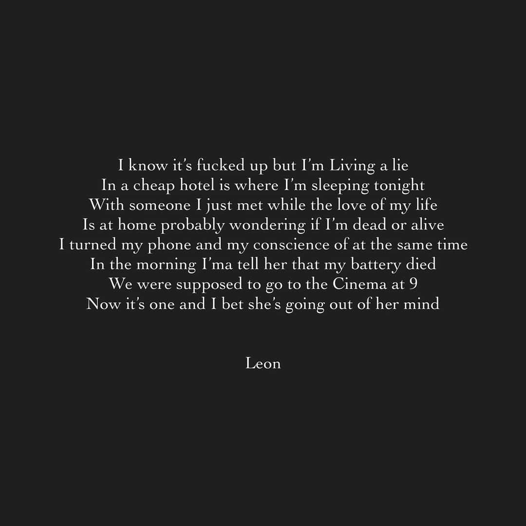 レオン・エルスさんのインスタグラム写真 - (レオン・エルスInstagram)「Cheap Hotel #lyrics #songs #songwriter #poems #poetry #writing #creativewriting #leonelse」12月15日 2時03分 - leonelse