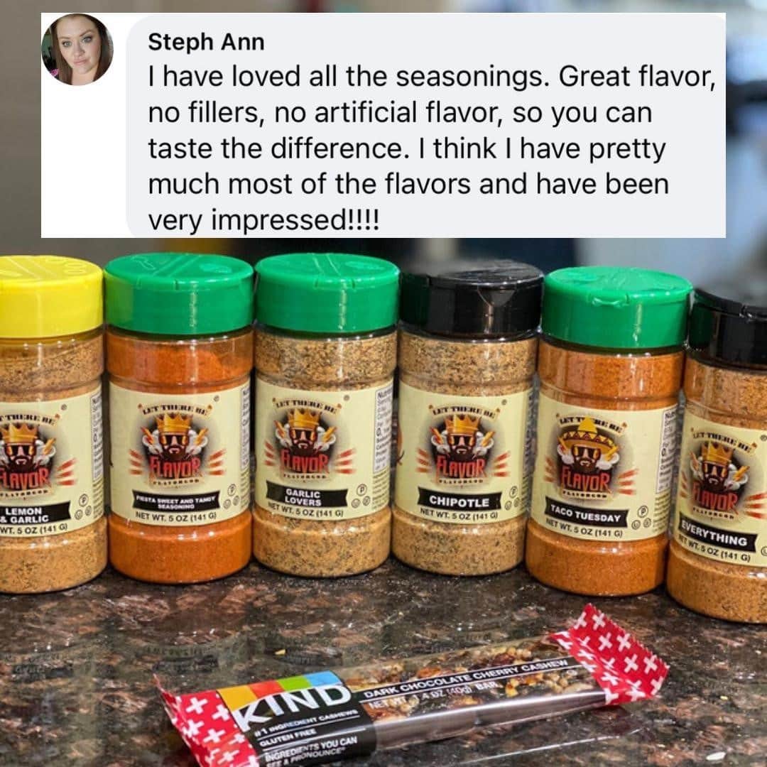 Flavorgod Seasoningsさんのインスタグラム写真 - (Flavorgod SeasoningsInstagram)「Flavor God Customer Review!😎⁠ -⁠ Shop Now!⁠ Click the link in my bio @flavorgod ✅www.flavorgod.com⁠ -⁠ Review by Steph Ann Thank you so much!⁠ 📷 @denise_luvs_him⁠ -⁠ FREE SHIPPING on ALL orders of $50.00+ in the US!⁠ -⁠ Flavor God Seasonings are:⁠ 💥 Zero Calories per Serving ⁠ 🙌 0 Sugar per Serving⁠ 🔥 KETO & PALEO⁠ 🌱 GLUTEN FREE & KOSHER⁠ ☀️ VEGAN-FRIENDLY ⁠ 🌊 Low salt⁠ ⚡️ NO MSG⁠ 🚫 NO SOY⁠ 🥛 DAIRY FREE *except Ranch ⁠ 🌿 All Natural & Made Fresh⁠ ⏰ Shelf life is 24 months⁠」12月15日 4時02分 - flavorgod