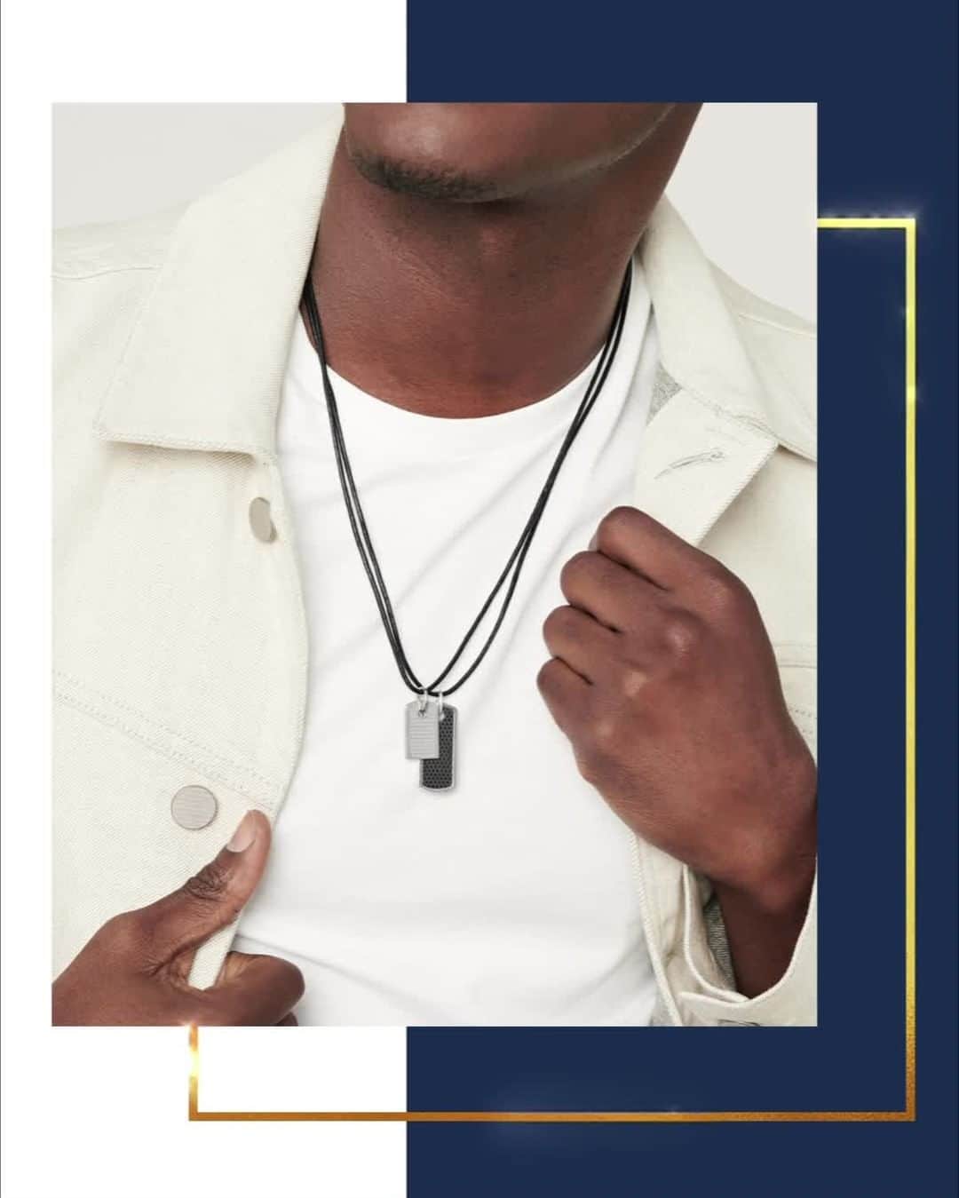モバードのインスタグラム：「Movado reimagines bold pendants for him on a leather cord necklace. #MovadoJewelry」