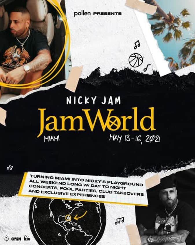 NICKY JAMさんのインスタグラム写真 - (NICKY JAMInstagram)「The FIRST EVER Nicky Jam “JamWorld” is coming to Miami May 13-16, 2021!  Register at the link in my bio for priority access! For one weekend only - I’ll be taking over Miami like never before. We’re adding a bit of color into the world in a way that only I can.  Live shows, day to night parties, exclusive experiences all curated by me! Thank you @pollen for bringing the JamWorld experience to life.  Mark your calendars - Packages go on sale December 17th!」12月15日 5時15分 - nickyjam