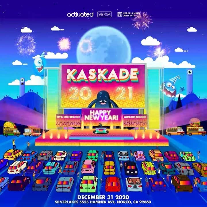 カスケイドのインスタグラム：「🚨NYE 2020🚨 Let’s go out with our heads up and masks on, keeping it safe while getting together to say good bye to 2020!! Sign up for early access to tickets ON SALE FRIDAY 12.18 👨🏻‍💻kaskademusic.com ((Link in bio)) Doors 3pm  Curfew 10pm*  *Subject to change based on CA curfew regulations.」