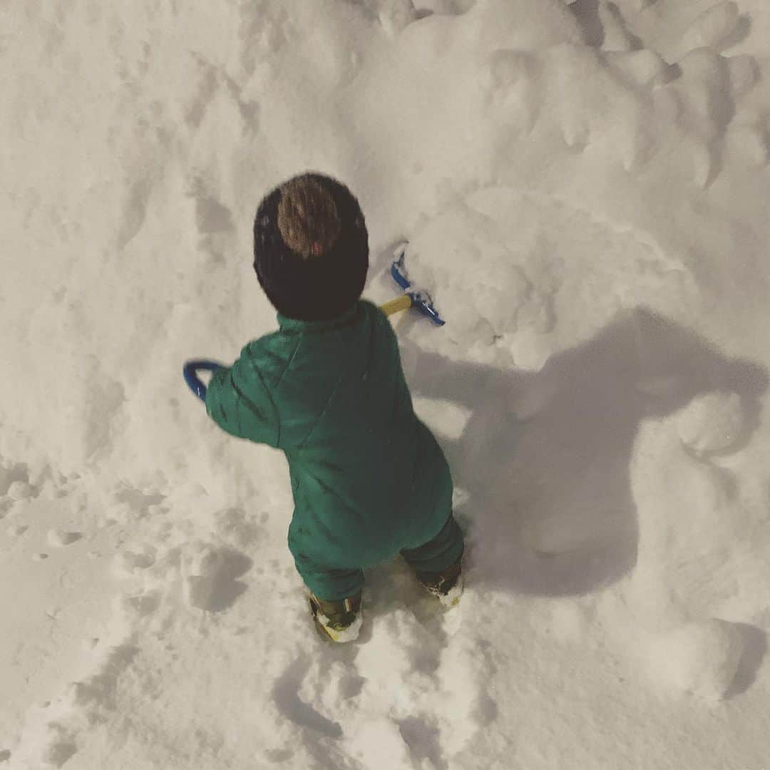 加藤千恵のインスタグラム：「雪かき（しかし戦力にはなっていない）」
