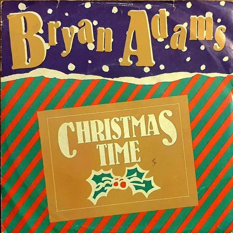 ブライアン・アダムスのインスタグラム：「The original cover of the 45 single of “Christmas Time” in green vinyl from 1985. Also a few other labels some other labels of the same song (never saw these before today!). The song was only ever issued to the fan club at the time, so it’s amazing that it ever got out into the world. The b-side was Reggae Christmas. I did a video for “Christmas Time” last year, it was a lot of fun to do. #bryanadamschristmastime」
