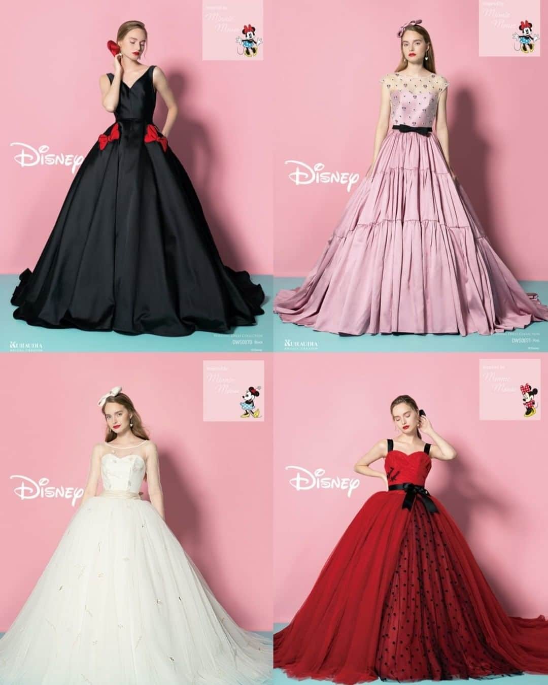 のインスタグラム：「. 6th Disney WEDDING DRESS COLLECTIONの中から "#ミニードレスをご紹介✨ . ミニーらしさ溢れる 愛らしいデザインに たっぷりと癒されてくださいね＊ . ✏️記事はこちら https://bit.ly/315Frc1 ---------------------- 📷photo by.. @kuraudia.weddingdress 1枚目:#DWS0070 (black） 2枚目:#DWS0071 (pink） 3枚目:#DWS0069 (off white） 4枚目:#DWS0072 (red） ＝＝＝＝＝＝＝＝ 『#DRESSY花嫁』『#プラコレ』の ハッシュタグをつけて写真をUPしてね✦ 花嫁アプリ『DRESSY by プラコレ』の 記事に掲載＆リグラムされるかも♩ . みなさまからのいいねや保存 コメントをお待ちしています 「このウェディングドレス可愛い！」 「ヘアスタイルも気になる！！」 「今の花嫁さんの流行りは！？」etc. . ＝＝＝＝＝＝＝＝ 花嫁アプリでは、 プロのアドバイザーに結婚式の相談を何度でも♡ ウェディングドレスの記事や、 自分のウェディングレポを残せちゃう♡” . ＞＞＞TOPのURLからcheck ⋈ @placolewedding ＞＞＞結婚のご相談は プラコレウェディングアドバイザーへ♡ @wedding_adviser ＞＞＞ウェディングレポを残したいなら、 farny by プラコレをcheck ✎ @farny_wedding ＞＞＞ウェディングアイデア＆DIYは ドレシーアイデアcheck ❁ @dressy_idea >>>素敵なドレスに出会いたい花嫁さま♡ @dressyonline_をcheck . ＝＝＝＝＝＝＝＝＝＝＝＝＝＝＝＝ . #プレ花嫁 #卒花 #花嫁 #卒花嫁 #結婚 #結婚式 #結婚準備 #運命の1着 #花嫁コーディネート #farnyレポ #ディズニーウェディング #ディズニーコレクション #ディズニードレス #ディズニーキャラクター #ミニー #ミニードレス　 #mickey #minnie #クラウディア #kuraudia #夢の国」