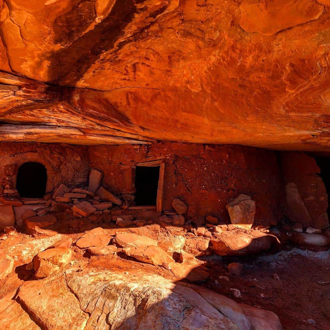 トミー・コールドウェルのインスタグラム：「Last week I spent  a few days wandering  the canyons and Mesas of Bears Ears. The archeological abundance here is mind blowing. Truly a cradle of early American civilization that helps me to understand  history in a way I didn’t learn in school.  These granaries still contain corn cobs that are over 1000 years old. Tens of thousands of artifacts have  been taken. The ones that remain often guarded by bold free solos.  The only way to preserve what’s left is to protect and educate. When visiting  we must tread lightly, consider every step and take nothing.  @protectbearsears @cedarmesafriends」