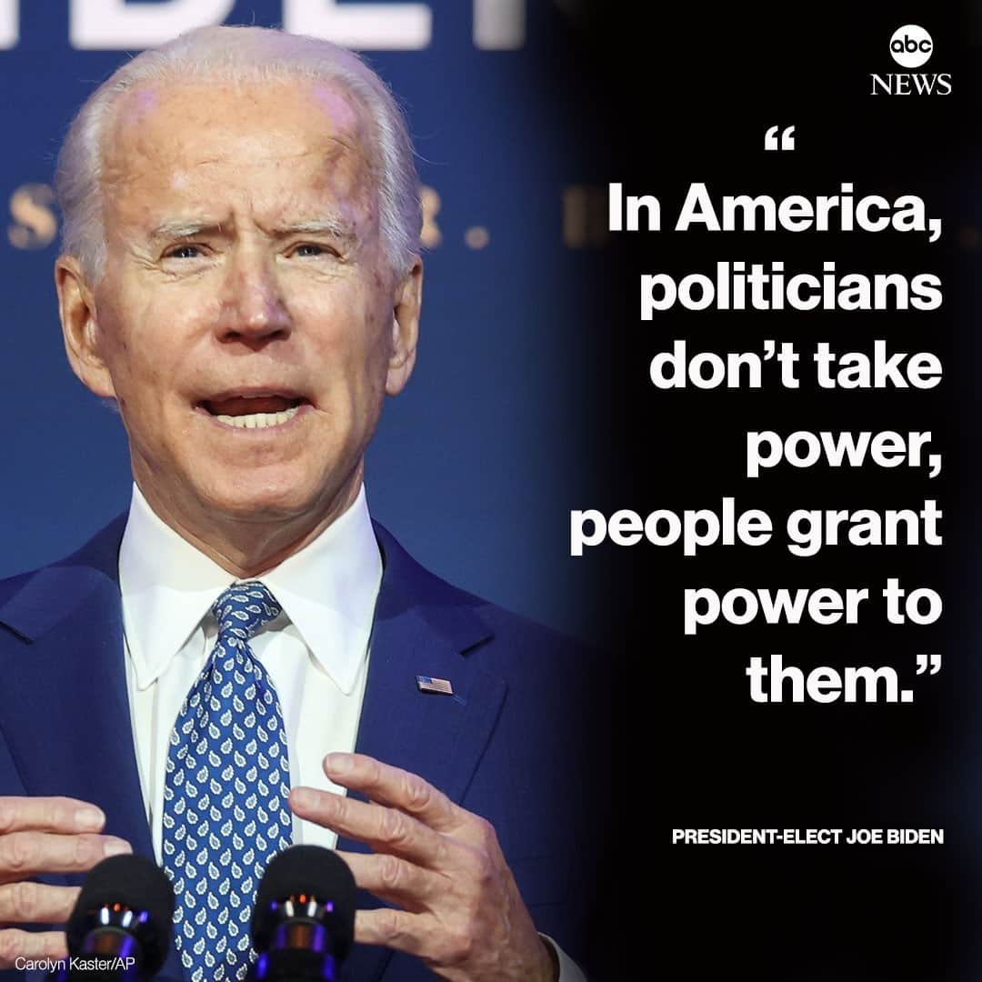 ABC Newsさんのインスタグラム写真 - (ABC NewsInstagram)「"In America, politicians don’t take power, people grant power to them," Joe Biden says in remarks after clinching victory in the Electoral College. #joebiden #donaldtrump #electoralcollege #election2020 #politics⁠ ⁠ Read more at LINK IN BIO.」12月15日 10時50分 - abcnews