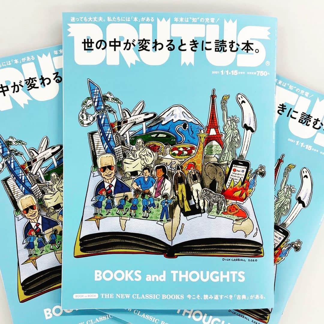 西田善太のインスタグラム：「【読書特集★発売中】  否応なく大きな変化を迫られた2020年。今後の不透明な世界を進むには「本」こそが力強い味方となる。今年の読書特集のテーマは「世の中が変わるときに読む本」。一冊の本と向き合うことで、自分たちのいる場所や方向を考えてみる。そう、#私たちには本がある  斎藤幸平/多和田葉子/千葉雅也/平山夢明/柴崎友香/ミヤギフトシ/東直子/津村記久子/ハマ・オカモト×開高健!?/ 養老孟司/橋本麻里  #BRUTUS  #年末は知の充電」