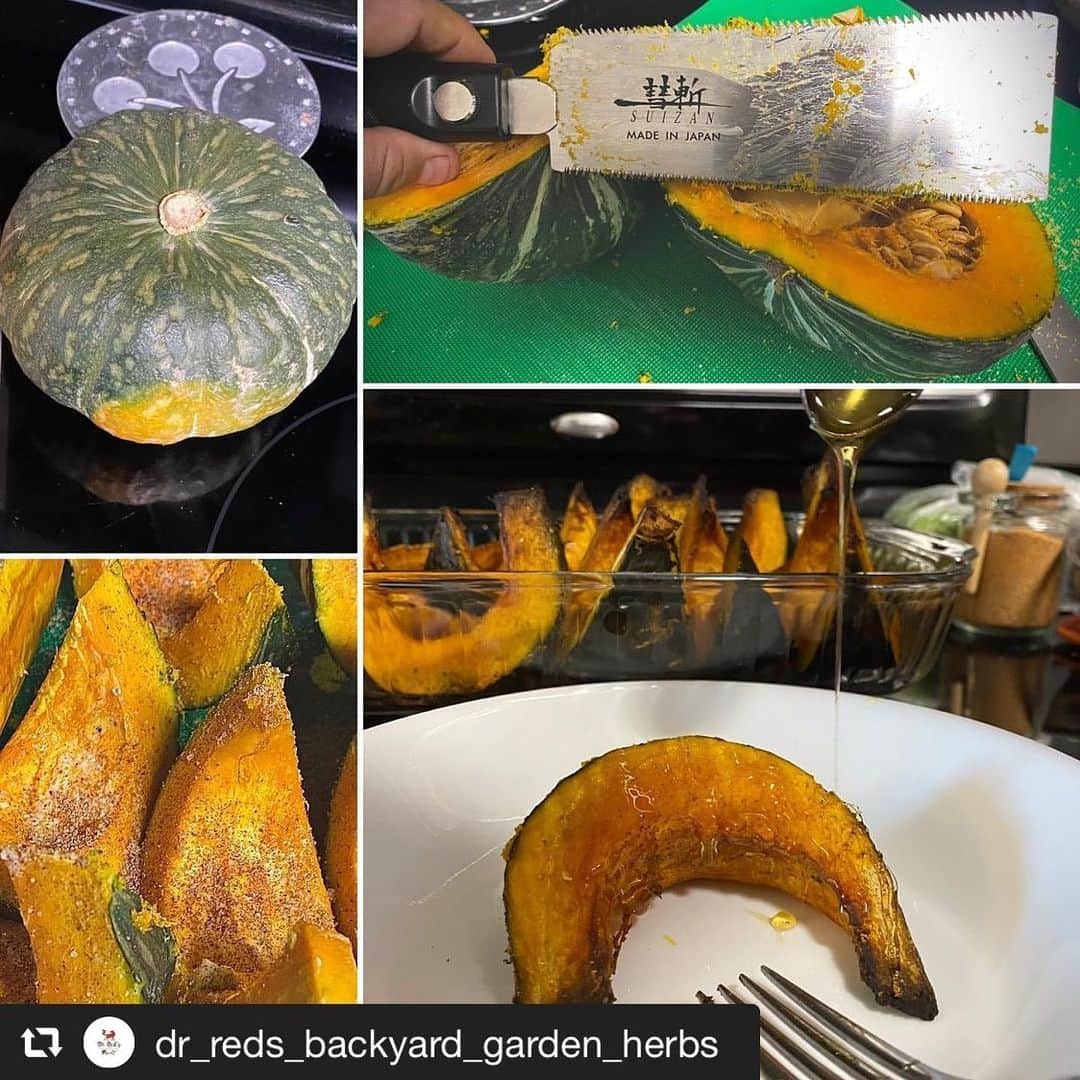 SUIZAN JAPANさんのインスタグラム写真 - (SUIZAN JAPANInstagram)「Glad that our saw have helped you no matter how you use it! Looks delicious🤤﻿ ﻿ #repost📸 @dr_reds_backyard_garden_herbs﻿ Kabocha squash 🤤♥️﻿ ﻿ The rind is VERY tough and you have to use a serious serrated edge to cut them 🤨﻿ ﻿ I reached for the one thing I had that I KNEW could handle it. ﻿ ﻿ I hope that @suizan_japan will forgive me 😞🙏. Fortunately I had not used this particular saw yet, but, it cuts through tough squash like it was butter 😊﻿ ﻿ Will buy another one for my wood projects.﻿ ﻿ The squash was seasoned with cinnamon, organic coconut sugar, soy free/dairy free butter alternative, & pink Himalayan salt. Drizzled with a little local honey ﻿ ﻿ #healthyfood #healthylifestyle #healthyeating #healthy #healthyliving #healthyselfcare #gardening #garden #herbgarden﻿ ﻿ #suizan #suizanjapan #japanesesaw #japanesesaws #japanesetool #japanesetools #craftsman #craftsmanship #handsaw #pullsaw #ryoba #japanesestyle #japanlife」1月13日 14時22分 - suizan_japan