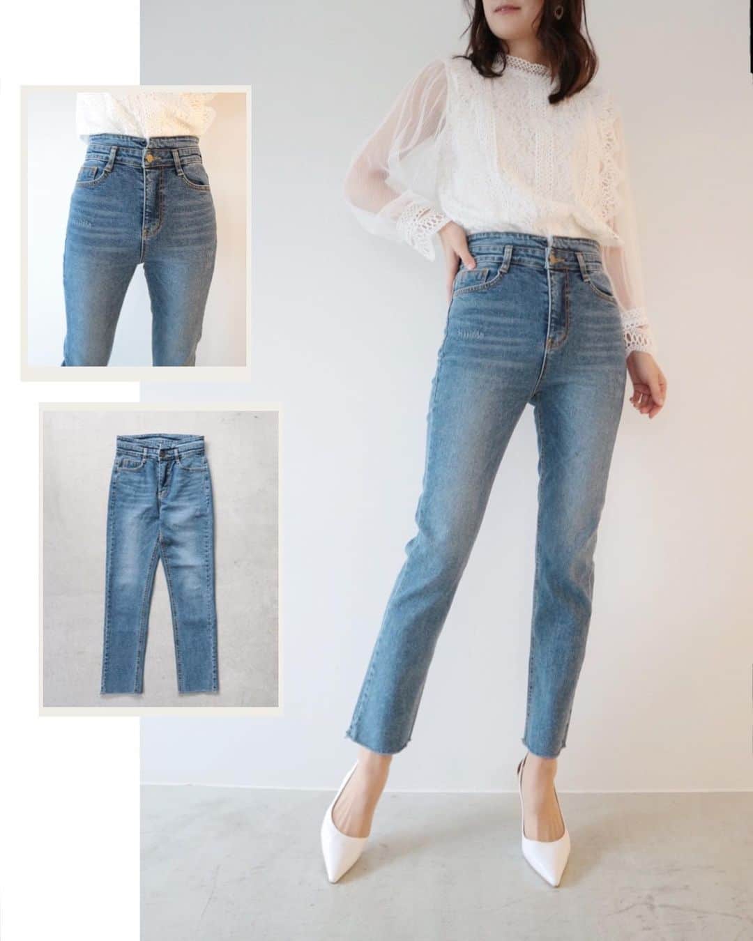 デュラスアンビエントのインスタグラム：「JANUARY NEW ARRIVAL ▫️ 𝗛𝗶𝗴𝗵 𝘄𝗮𝗶𝘀𝘁 𝘀𝘁𝗿𝗮𝗶𝗴𝗵𝘁 𝗱𝗲𝗻𝗶𝗺 〈Indigo〉S/M ONLINE本日20:00-発売開始。 綺麗なシルエットにこだわり仕立てたハイウエストストレートデニム。 タイト・ワイド過ぎない計算されたストレートシルエットがすっきりとした大人ルックスに導きます。 デザイン性の高いハイウエスト仕様で脚長効果が抜群なのも魅力。 絶妙な風合いのウォッシュ加工もオシャレ度をグッと格上げします。 キレイめにもカジュアルにもハマる万能なデザインとカラーで、デイリーの着回しに活躍します。 _____________________________________ www.ambient-online.com @ambientofficial @ambient_ariake @ambient_yurakucho @ambient.opa #アンビエント#ambient_official  #coordinate #styling #21SS #chic」