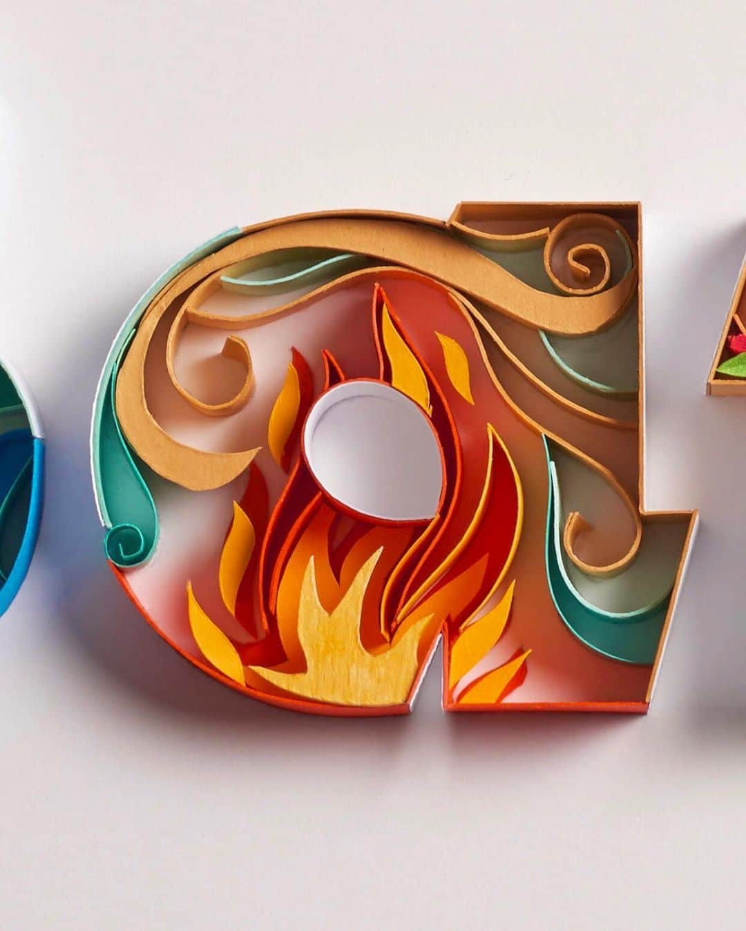 Sabeena Karnikさんのインスタグラム写真 - (Sabeena KarnikInstagram)「Letter A 🔥🌬 Created in 2018 with each alphabet symbolising the different elements of nature. #papertypography #paperlettering #sabeenakarnik」1月13日 16時56分 - sabeenu