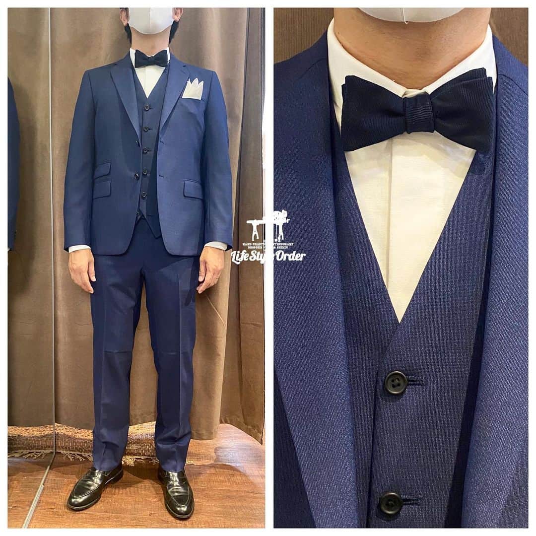 life_style_orderさんのインスタグラム写真 - (life_style_orderInstagram)「< navy × 3pc >﻿ ﻿ ネイビー無地のスリーピース。﻿ ﻿ ボタンの見えない比翼のホワイトシャツとネイビー蝶ネクタイで紺×白コーディネート。﻿ ﻿ ﻿ -----------------------------------------﻿ 11:00-19:00 木曜定休日﻿ 完全予約制﻿ ※HPのコンタクトフォームよりお願いします﻿ -----------------------------------------﻿ ﻿ #lifestyleorder #ライフスタイルオーダー #プレ花嫁  #2021春婚 #2021夏婚 #2021秋婚 #新郎衣装 #ウェディングスーツ #スリーピース #蝶ネクタイ」1月9日 22時46分 - life_style_order