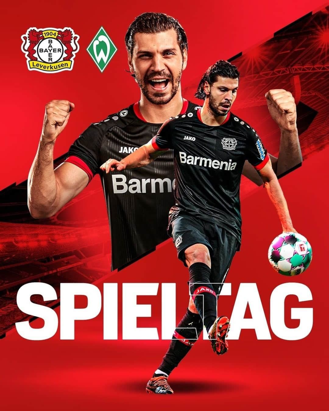 バイエル・レバークーゼンさんのインスタグラム写真 - (バイエル・レバークーゼンInstagram)「⚫️🔴⚫️🔴 GAMEDAY ⚫️🔴⚫️🔴  🆚 @werderbremen  ⏰ 3.30 PM 📺 @skysportde  📻 #Werks11Radio   #B04SVW #Bayer04 #Werkself」1月9日 17時04分 - bayer04fussball