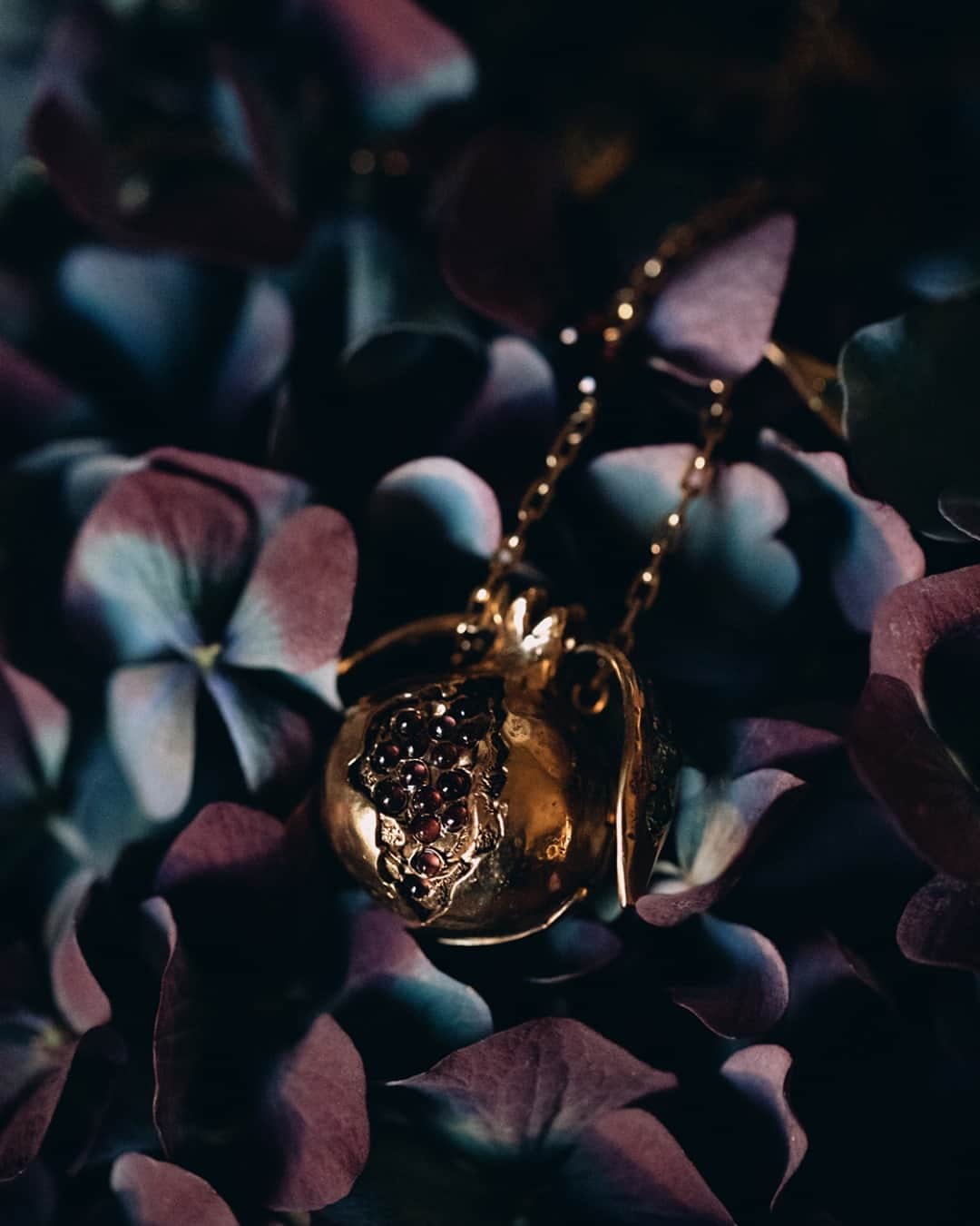 グーセンス パリのインスタグラム：「POMEGRANATE necklace from our collection with @harumiklossowskaderola . . 📷 by @alix.marnat」