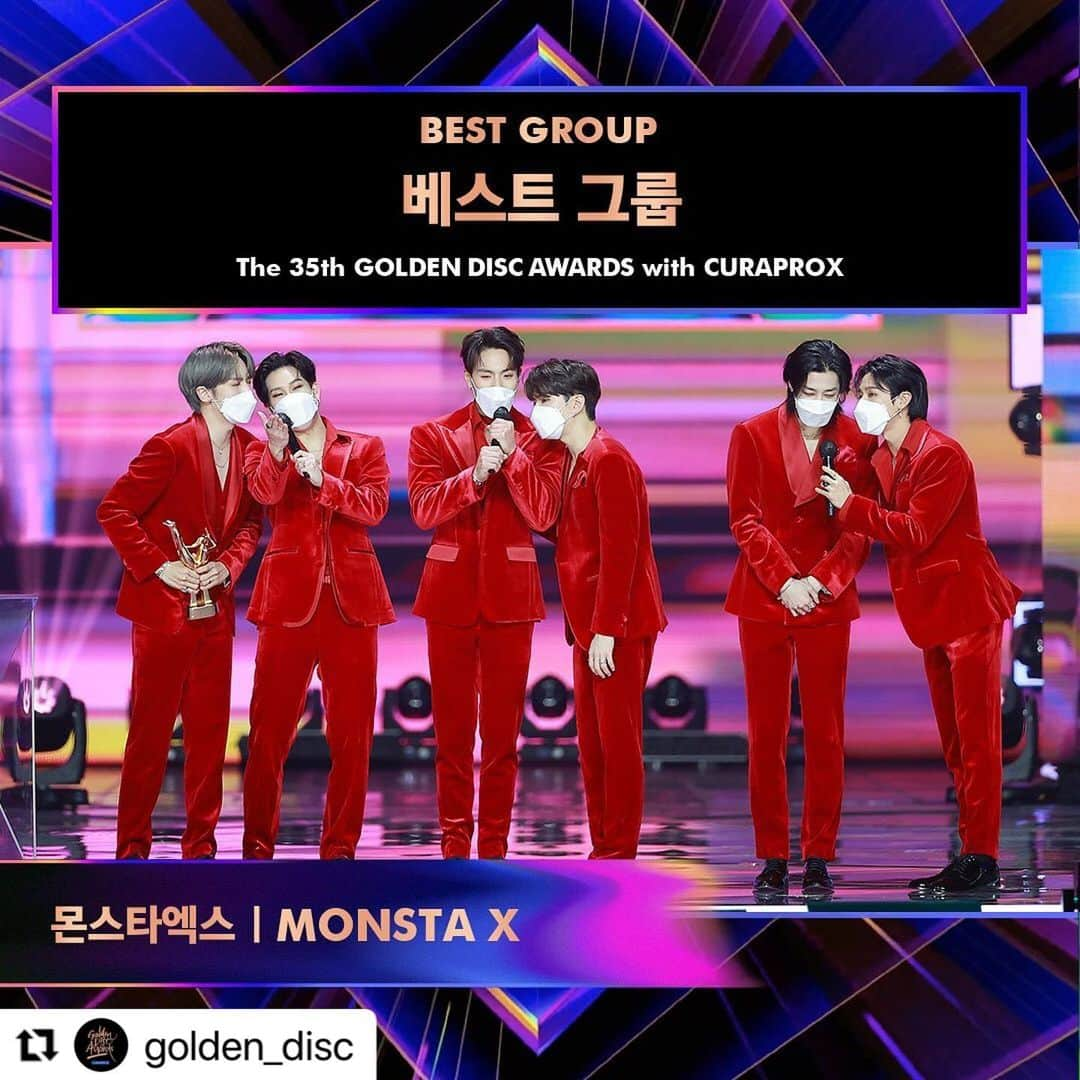 Monsta Xさんのインスタグラム写真 - (Monsta XInstagram)「#Repost @golden_disc  ・・・ ⠀ 제35회 골든디스크어워즈 with 큐라프록스 ⠀ #몬스타엑스 베스트 그룹🏆 수상을 축하합니다🥳🎉 ㅤ @official_monsta_x #MONSTAX ㅤ #골든디스크어워즈 #goldendiscawards #골든디스크 #goldendisc #gda #큐라프록스 #큐라덴 #curaprox #curaden #베스트그룹 #BESTGROUP」1月9日 18時53分 - official_monsta_x