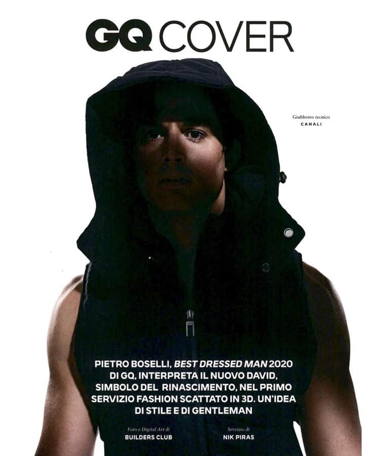 カナーリのインスタグラム：「@pietroboselli wears a hooded black vest from the #CanaliFW20 collection in this cover story by @gqitalia.  From the best #CanaliEditorials of the season. #Canali1934 #menswear #fashioneditorial」