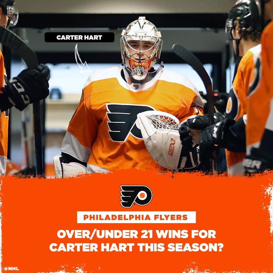 NHLさんのインスタグラム写真 - (NHLInstagram)「TWENTY ONE WINS  Are you taking the over or the under on @nhlfantasy's projection for Carter Hart (@c_hart70) this season? 🤔  For more #FantasyHockey coverage, visit NHL.com/Fantasy.」1月10日 2時05分 - nhl