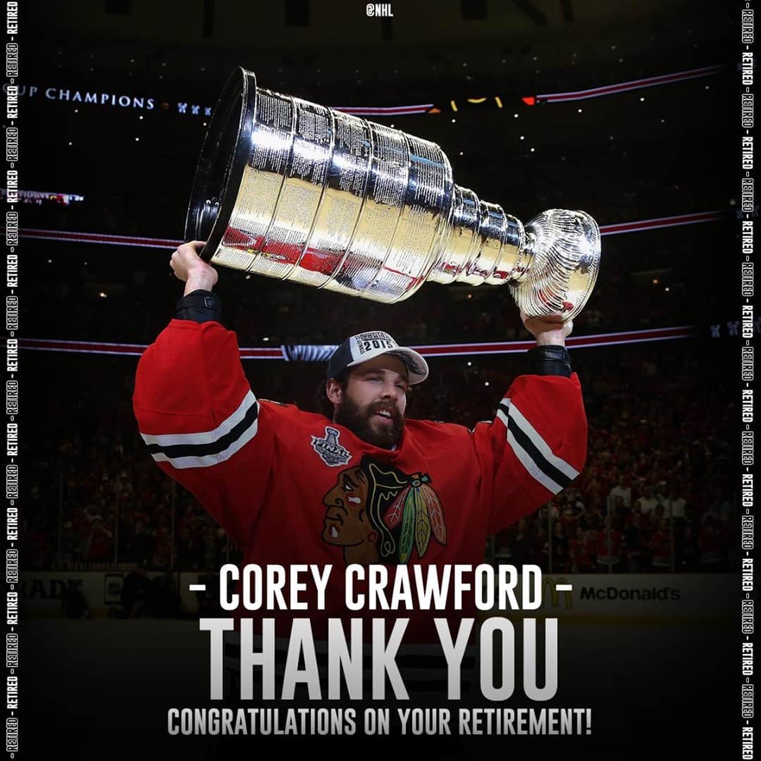 NHLさんのインスタグラム写真 - (NHLInstagram)「488 NHL games played 2x William M. Jennings Trophy winner 2x Stanley Cup champion  Thank you for everything and enjoy retirement, Corey!」1月10日 3時10分 - nhl