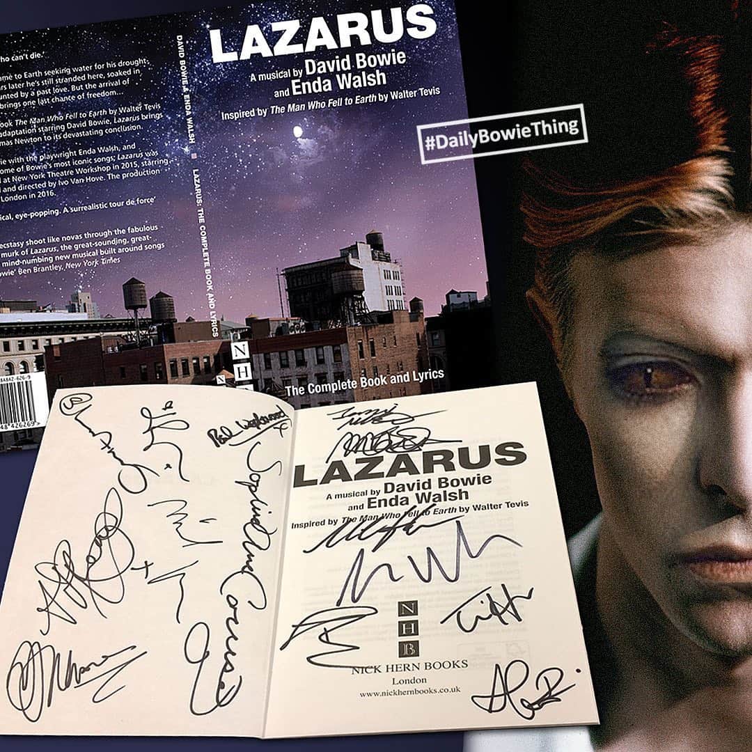 デヴィッド・ボウイさんのインスタグラム写真 - (デヴィッド・ボウイInstagram)「DAILY BOWIE THING – Day 69  “Everybody knows me now...”  While we’re in the middle of the three-day Lazarus streaming event (https://smarturl.it/LazarusStreamFAQs) (temp link in bio) we thought we’d use today’s #DailyBowieThing to encourage you to post your memories of Lazarus and any images of memorabilia you may have collected over on the BOWIE KOOKS FB group.   There have been over twenty Lazarus productions since the original NY version in 2015, which ones have you seen?  Our image shows the Lazarus book fully-signed by the London cast in 2016.    #DailyBowieThing  #LazarusMusical」1月10日 4時21分 - davidbowie