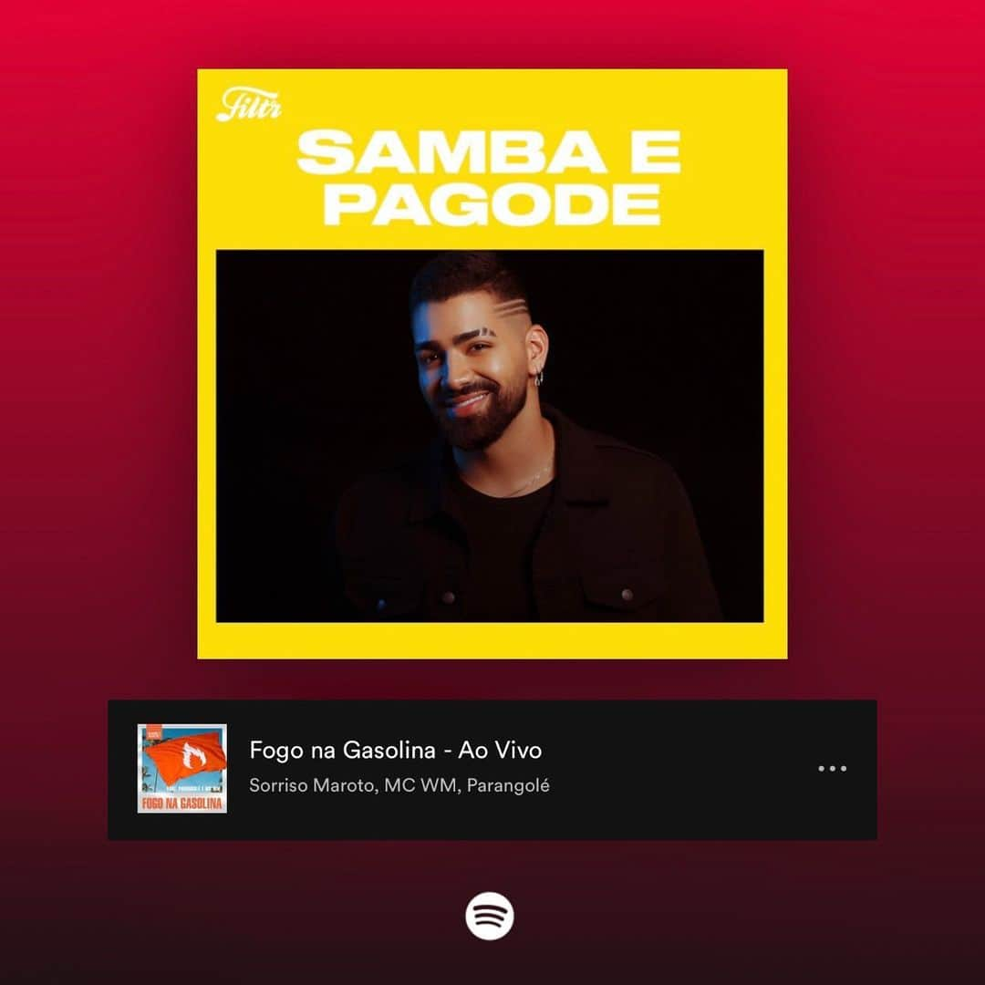 Sorriso Marotoさんのインスタグラム写真 - (Sorriso MarotoInstagram)「Fogo Na Gasolina 🔥 foi lançada ontem e tá tocando em várias playlist do Spotify! Estamos na Verão 2021, Pagode 2021, Novidades da Semana, Pagodão Baiano e Samba e Pagode.  Obrigado @spotifybrasil e todos os fãs que estão ouvindo sem parar. Vamos com tudo @wmmc e @bandaparangole 👊🏾」1月10日 7時15分 - sorrisomaroto