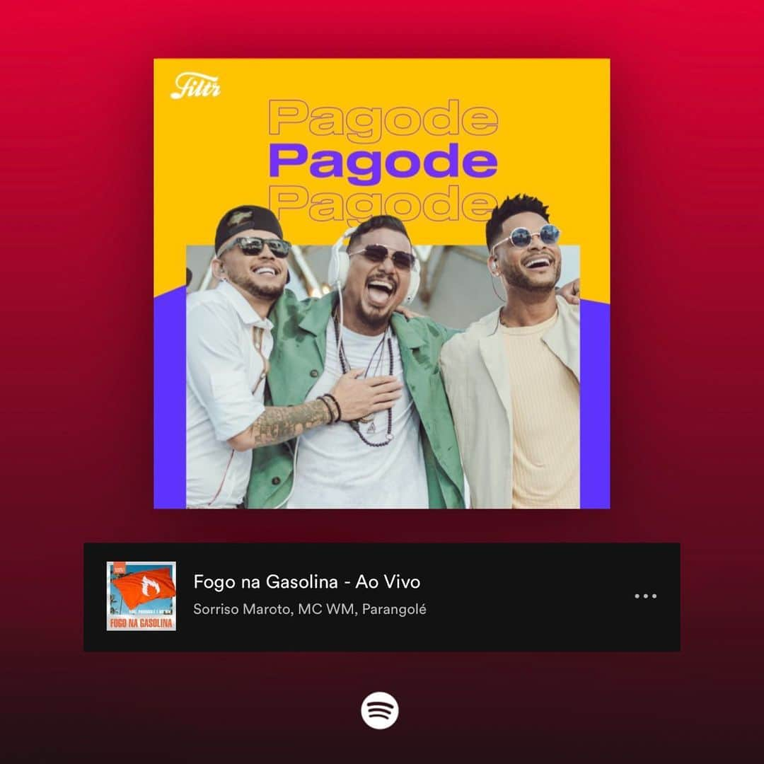 Sorriso Marotoさんのインスタグラム写真 - (Sorriso MarotoInstagram)「Fogo Na Gasolina 🔥 foi lançada ontem e tá tocando em várias playlist do Spotify! Estamos na Verão 2021, Pagode 2021, Novidades da Semana, Pagodão Baiano e Samba e Pagode.  Obrigado @spotifybrasil e todos os fãs que estão ouvindo sem parar. Vamos com tudo @wmmc e @bandaparangole 👊🏾」1月10日 7時15分 - sorrisomaroto