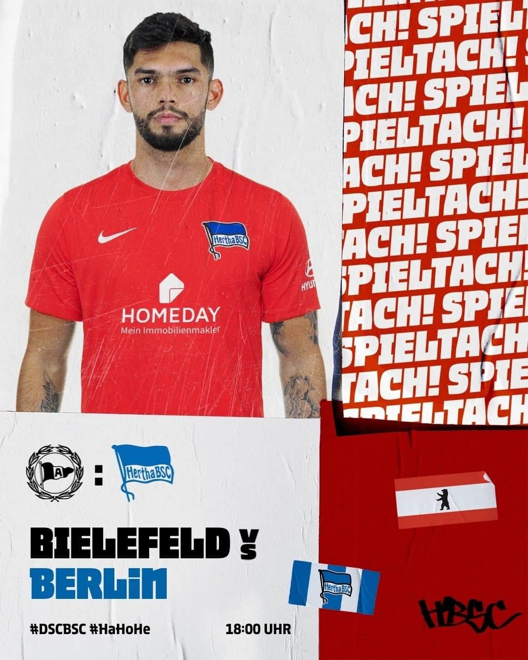 ヘルタ・ベルリンのインスタグラム：「Spieltaaaaach! 🔵⚪️ In den Stadtfarben Berlins lautet die Mission: Auswärtssieg! 🙌🤩 . . #DSCBSC #HaHoHe #herthabsc」