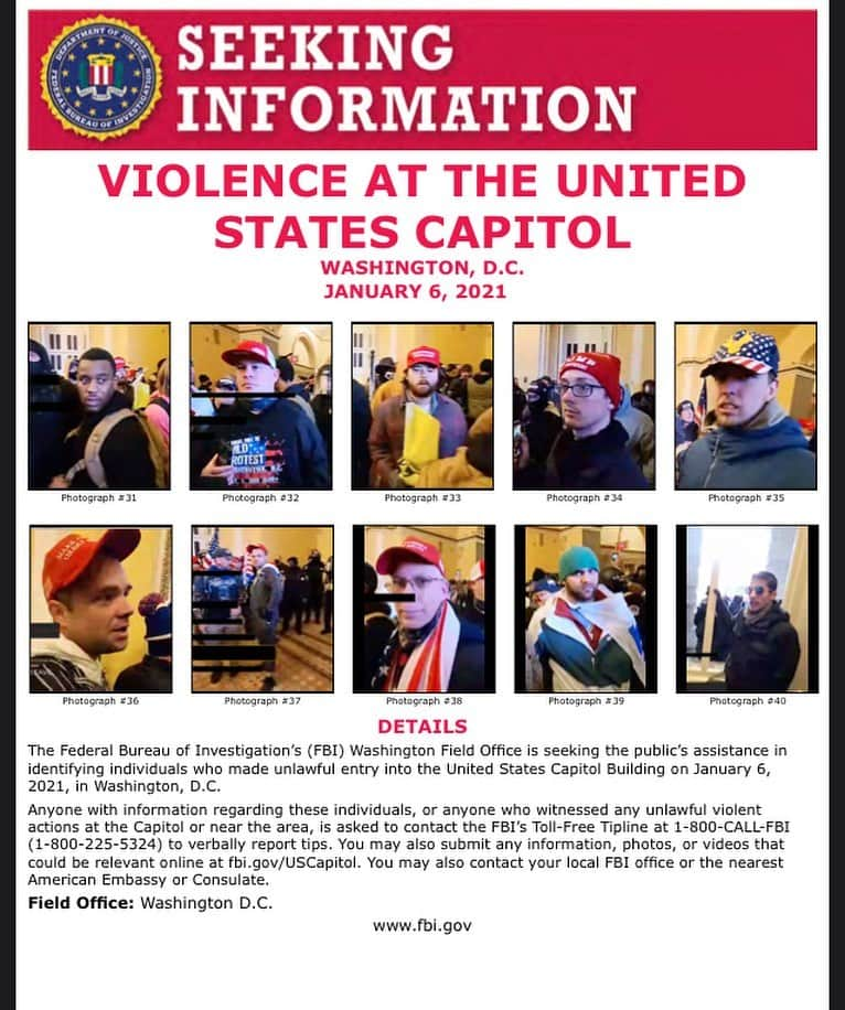 コンスタンス・マリーさんのインスタグラム写真 - (コンスタンス・マリーInstagram)「Now is the time for accountability and justice  for the assault on the Capitol.  If you can help find ANY of these people the FBI would like that info.  Let’s find them!  Thank you! ✨🙏🏽✨ #Repost would also help.」1月10日 9時31分 - goconstance