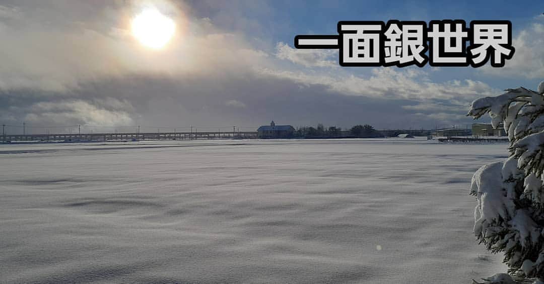 ハンディやしきさんのインスタグラム写真 - (ハンディやしきInstagram)「朝焼けに照らされて、田んぼ一面に積った雪が綺麗✨⛄ この後は雪かきが待ってるぅ(涙) #銀世界　#雪　#雪かき　#大雪　#綺麗」1月10日 10時36分 - handyyashiki