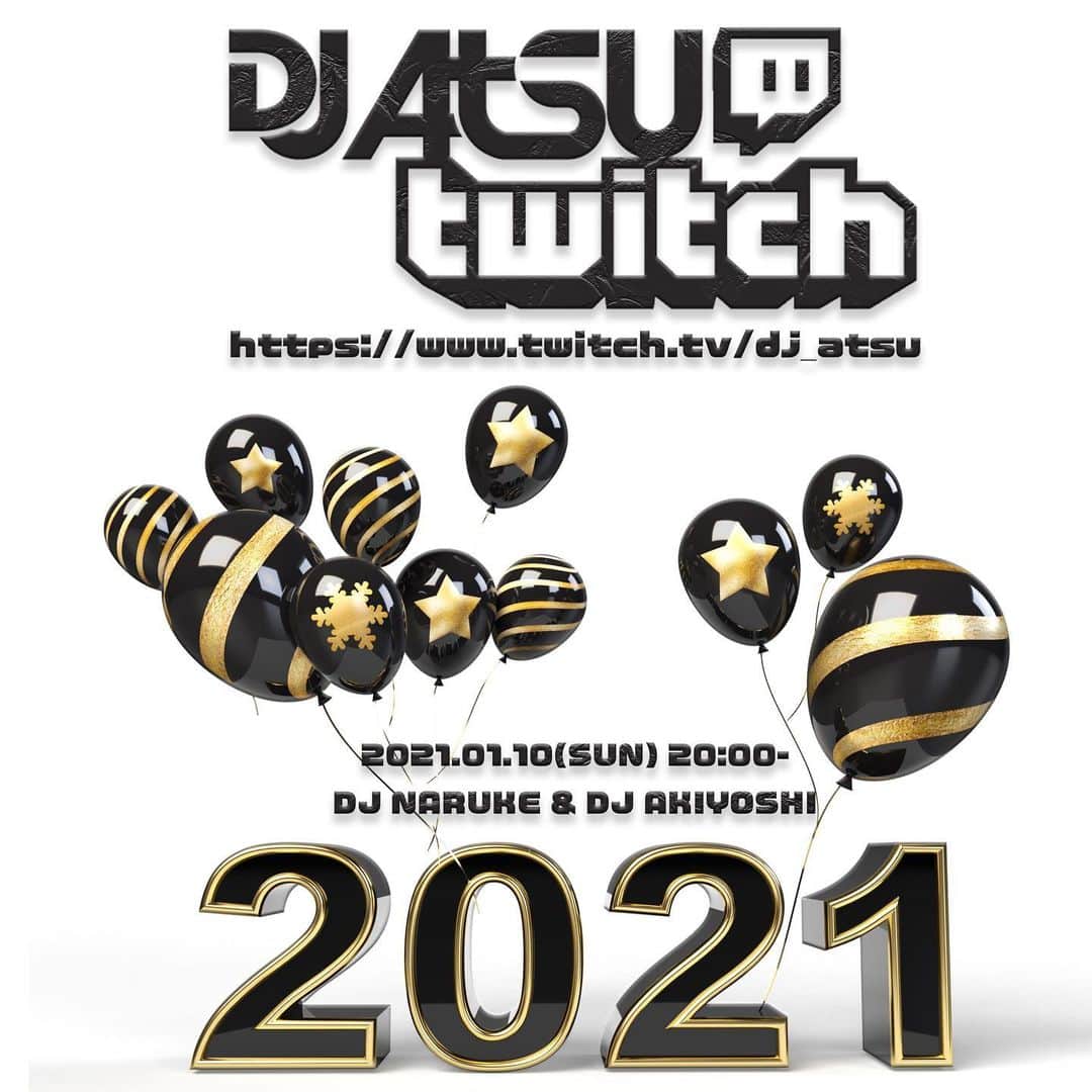 DJ ATSUのインスタグラム：「今夜は20:00- #なるくるあきくる ということで、NARUKE & AKIYOSHI 来ます‼︎﻿ 今夜も2人の面白キャラ生まれたらいいなw﻿ ﻿ フォローやコメント、サブスク、ご支援などなどお待ちしております☆﻿ ﻿ #Twitch #TwitchJP﻿ https://twitch.tv/dj_atsu」
