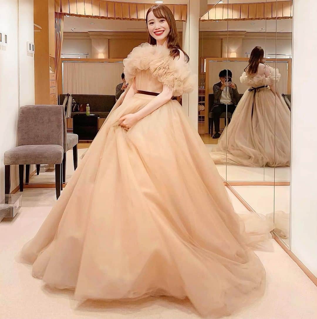 ハツコエンドウ ジル風 カラードレス ベージュ パニエ付き ハツコエンドウJILL風カラードレス ベージュ