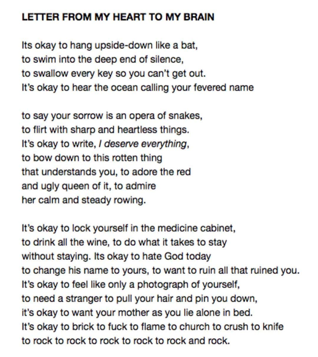 ナオミ・シマダのインスタグラム：「for anyone that might need this today, ‘letter from my heart to my brain’ ~ by rachel mckibbins 🥀」