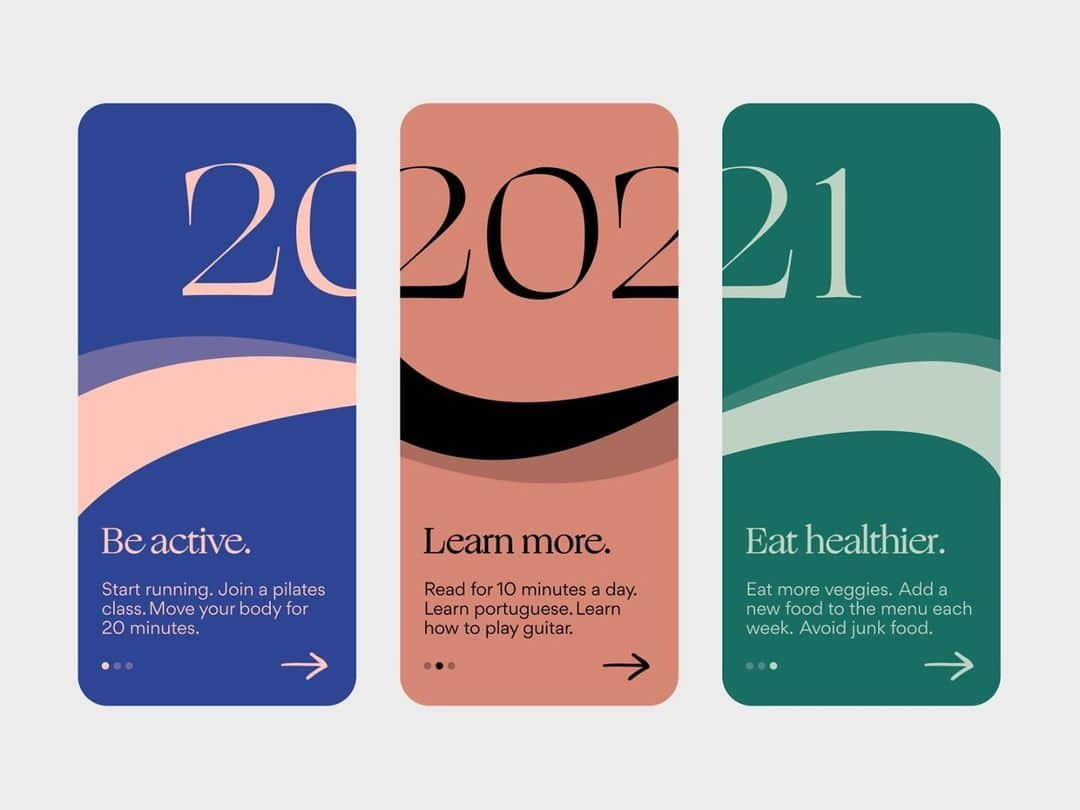 Dribbbleさんのインスタグラム写真 - (DribbbleInstagram)「2021 Resolutions by Tessa Vujovic ⠀ ⠀ #dribbble #design #NewYear #mobiledesign #ux #ui #uxdesign」1月10日 22時39分 - dribbble