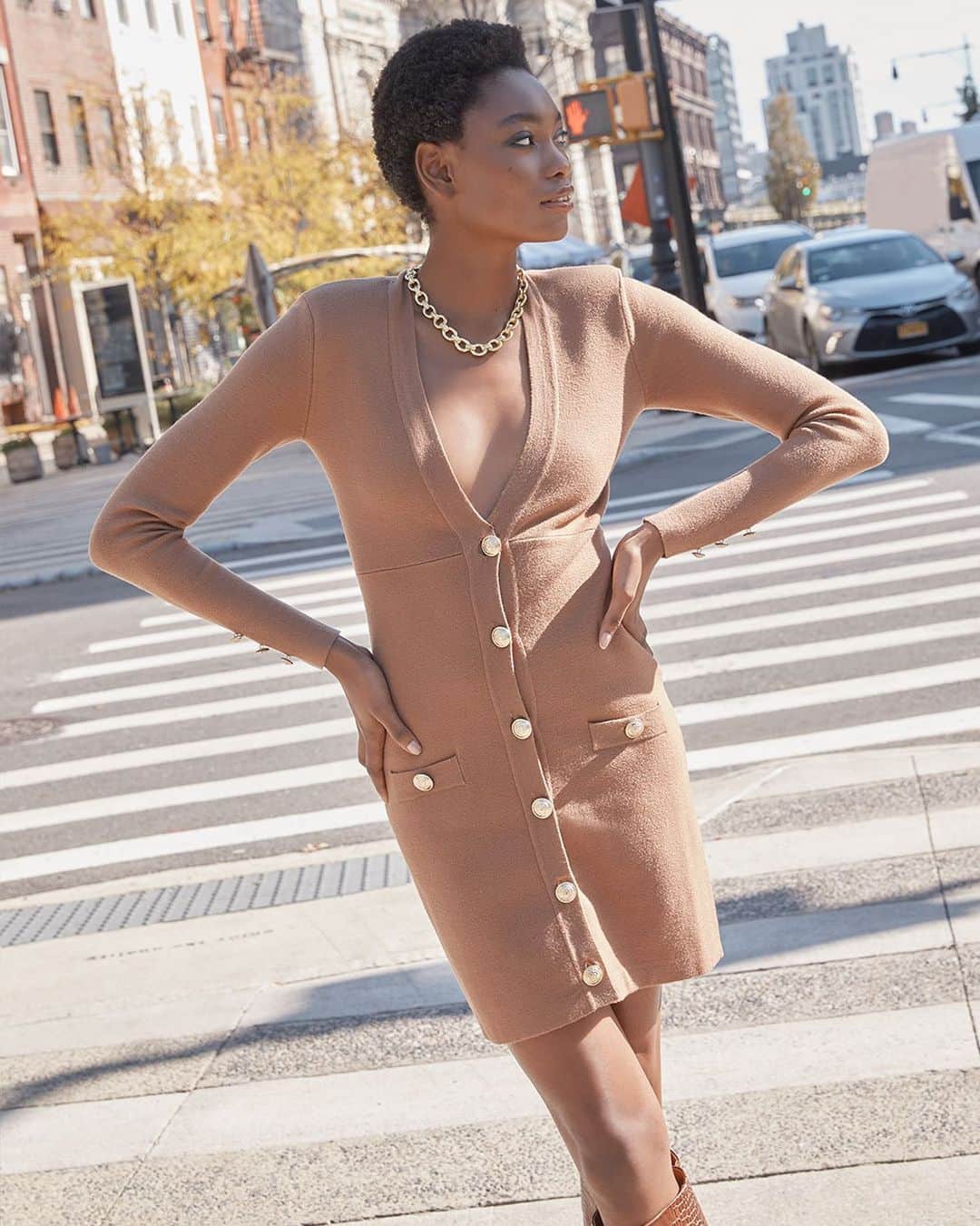 Saks Fifth Avenueのインスタグラム：「The chic and noteworthy dresses of the season have arrived, like this @lagencefashion number that boasts versatile neutrality. #SaksStyle」