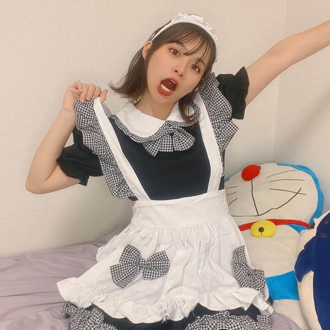 水木あおのインスタグラム：「. 罰ゲームのメイド服ww . また機会があればなww もう寝坊はしませんww . #メイド服 #メイド #罰ゲーム  #コスプレ #きゅんはやめてくれ #www #maid #girl #japan」