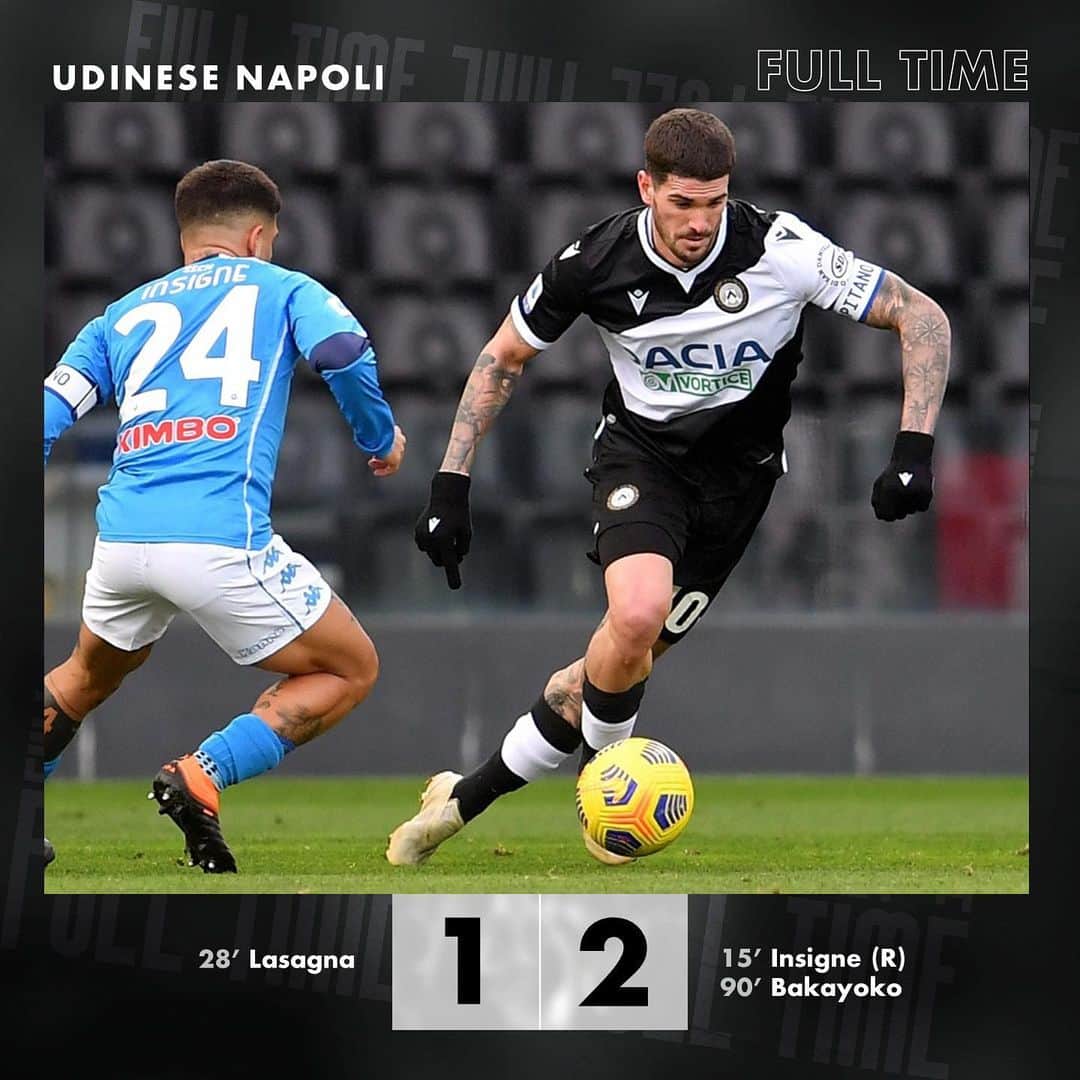 ウディネーゼ・カルチョさんのインスタグラム写真 - (ウディネーゼ・カルチョInstagram)「Full time #UdineseNapoli 1-2  ⚪️⚫️ #ForzaUdinese #AlèUdin」1月11日 0時58分 - udinesecalcio
