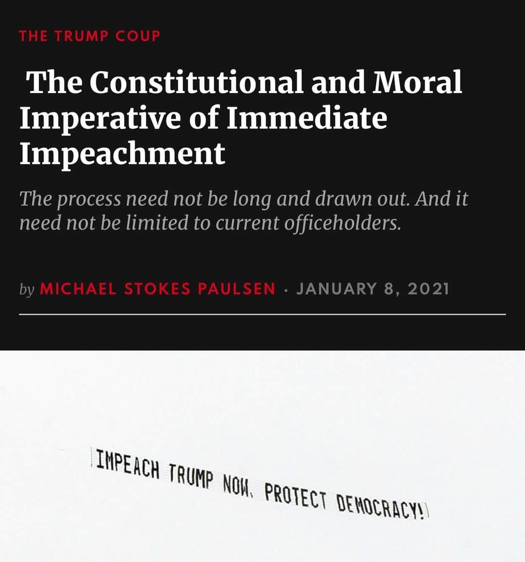 トーマス・サドスキーさんのインスタグラム写真 - (トーマス・サドスキーInstagram)「A part of the scathing article from conservative lawyer Michael Stokes Paulson. This isn’t a partisan issue. It is a patriotic issue.  “President Trump should be impeached and removed from office immediately.  He has, without doubt, committed acts constituting “high Crimes and Misdemeanors” within the meaning of the Constitution’s impeachment standard. He has attempted to preserve himself in office, notwithstanding his defeat for reelection, by seeking to subvert the results of a series of popular democratic state elections—a terrible attack on our constitutional republican government. He has done so by developing a tissue of lies and repeating them endlessly, in a fraudulent effort to undermine public confidence in election results. Over the course of an hour-long phone call last Saturday, he essentially threatened state election officials in Georgia, seeking to intimidate them into “finding”—manufacturing—sufficient votes for him to corruptly overturn the official, verified count of a freely and fairly conducted election.  He sought to have the vice president of the United States unconstitutionally refuse to allow the counting of votes cast by electors who were selected in election results certified by their states and upheld against court challenges. When the vice president declined to do so, Trump incited a mob to march on the Capitol and disrupt Congress’s official counting of electors’ votes for his opponent. His remarks and tweets fairly can be read as efforts to incite imminent lawlessness, insurrection and violence—including even attacks directed against his own vice president.”」1月11日 1時53分 - thomas_sadoski