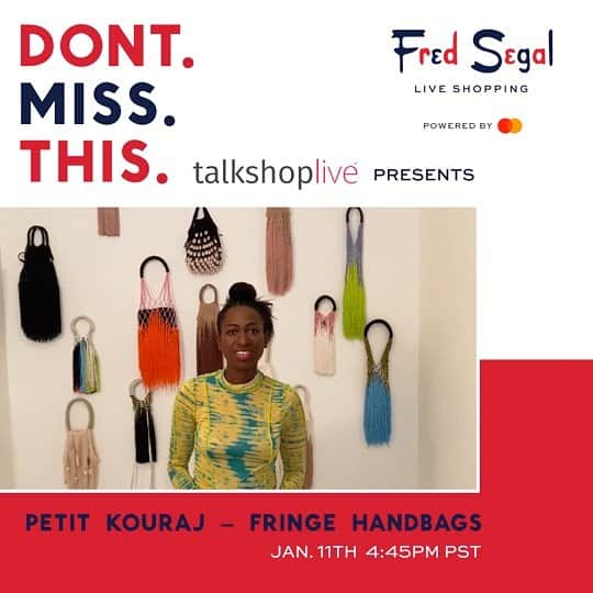 Fred Segalさんのインスタグラム写真 - (Fred SegalInstagram)「Join us LIVE tomorrow with Nasrin Jean-Baptiste, creator of @petitkouraj, to get an exclusive look at her luxury fringe handbags 👜 ⁣ ⁣ Mark your calendars and tune in at 4:45pm PST ⁣ ⁣ Click the link in bio. We’ll see you soon  💁🏻‍♀️ ⁣ ⁣ FS Live is Powered by @mastercard ⁣ ⁣ #liveshopping #petitkouraj #handbags #handmadehandbags #shoppinglive #shoplive #livestreaming #fredsegal⁣」1月11日 4時37分 - fredsegal