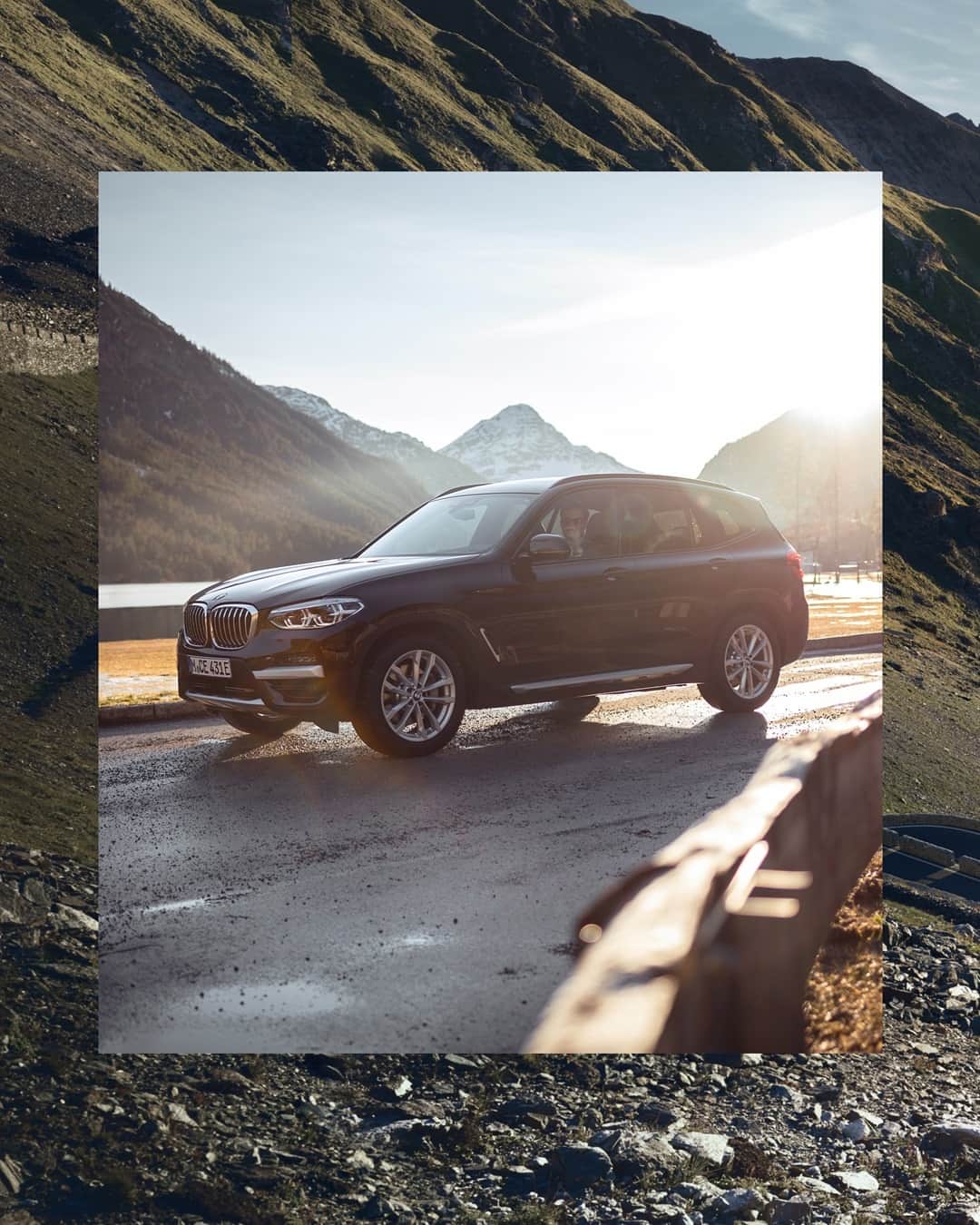 BMWのインスタグラム：「The mountains are calling. The BMW X3. #TheX3 #JoyElectrified #PHEV #pluginhybrid #mountainlife #BMWrepost X3 @lumafoto @dscdennis __ BMW X3 xDrive30e: Fuel consumption weighted combined in l/100km: 2.4–2.1 (NEDC); 2.5–1.9 (WLTP), CO2 emissions weighted combined in g/km: 54–48 (NEDC); 58–43 (WLTP), Power consumption weighted combined in kWh/100km: 16.9–16.3 (NEDC); 27.0–24.7 (WLTP). Further information: www.bmw.com/disclaimer   184 hp, 135 kW, 300 Nm, Acceleration (0-100 km/h): 6.1 s, Top speed (limited): 210 km/h.」