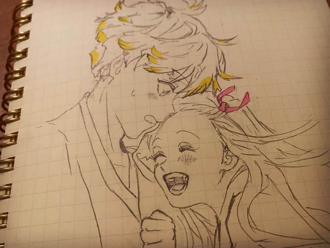 高松いくさんのインスタグラム写真 - (高松いくInstagram)「ネットで誰かがアップしてた絵を 模写して真似て描いた絵  この、善逸と禰󠄀豆子の表情を  描いてるこちらが幸せになった...  きゅん死するかと思った🤦🏽‍♀️  誰かをこんな顔に  自分がこんな顔に  できる『人』って凄い  街で見かけても思う  人が人を幸せにする力って凄い😆✨  #おうち時間   #鬼滅の刃  #お絵描き  #善逸 ❤️ #禰󠄀豆子  #願望 #ワンシーン みつけた  #鬼滅の刃イラスト   #スイッチ はいっちゃった...  #人間関係 #love   #善逸 #禰豆子」1月11日 6時08分 - iku_takamatsu_trip_sup_yoga