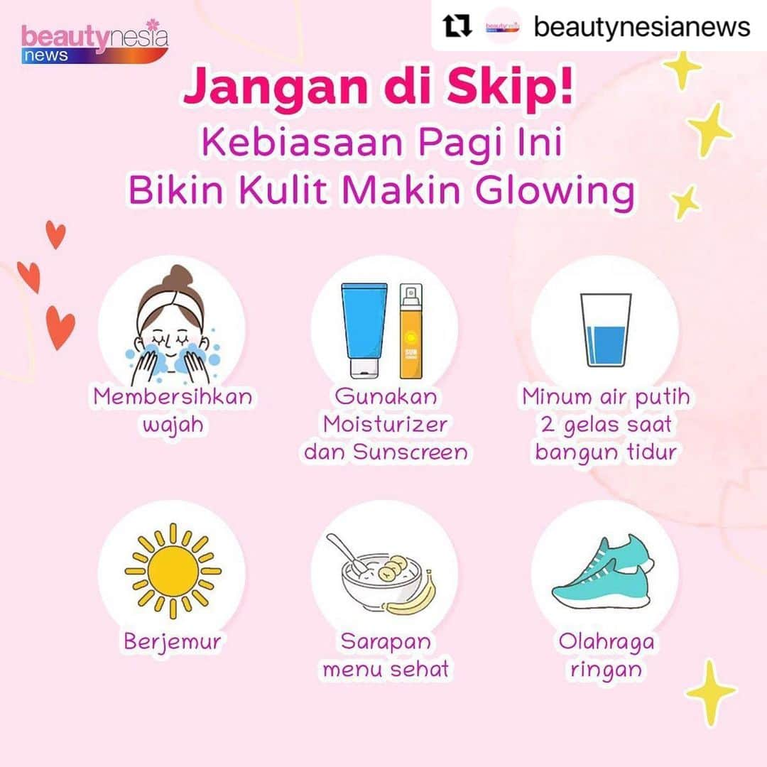 Beauty | Health | Fashionさんのインスタグラム写真 - (Beauty | Health | FashionInstagram)「#Repost Follow  @beautynesianews untuk info lebih lengkap 🥰✨ ・・・ Taukah beb, ternyata dengan melakukan kebiasaan ini setiap pagi secara rutin bisa banget bikin wajah kamu glowing lho 😉⁣⁣ ⁣⁣ So, jangan lupa besok pagi dan seterusnya coba di praktekkan ya 😉😍 demi wajah glowing beb 💕⁣⁣ ⁣⁣ Tag temen kamu yang mau kamu ajak untuk glowing bersama!⁣⁣ —⁣ ⁣ ⁣ #BeautynesiaNews  #Glowing2020 #TipsCantik #TipsKecantikan  #InfoKecantikan #infocantik #skincaremurah #KulitGlowing #kulitnormal #TipsSkincare #skincarerutin #produkskincare #basicskincare #infoskincare #glowingskincareroutine #MengatasiKulitKusam #skincaredirumahaja #skincarehabits #skincaredirumah #urutanskincare #nightSkincare #nightSkinCareRoutine  #skincaremalam #skincarerutinmalam #JenisKulit #facialwash」1月11日 10時02分 - beautynesia.id