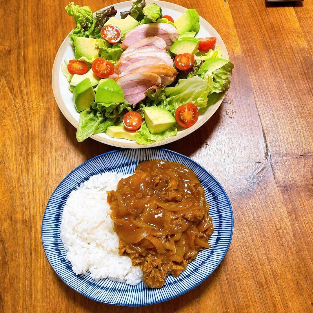 宮下純一さんのインスタグラム写真 - (宮下純一Instagram)「ストーリーに書きましたが、今日は林飯＝ハヤシライス🤣にしてみました❣️あったかご飯にコクのあるルーが最高にマッチングーーー👍鴨のアボカド🥑サラダが🥑またまた箸休めにぐーー👍#ハヤシライス #アボカド #👍」1月11日 20時58分 - junichi1017