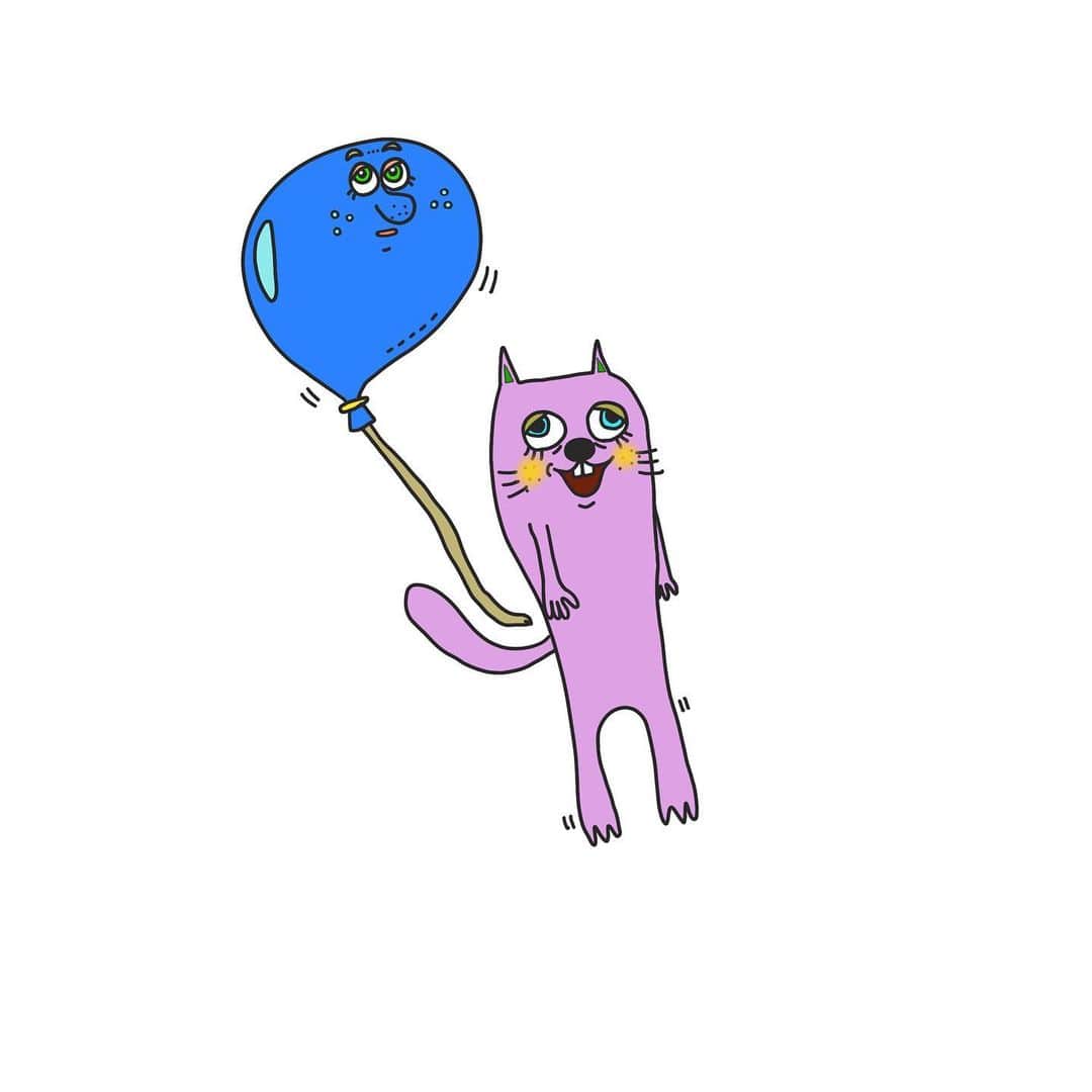 坪井保菜美さんのインスタグラム写真 - (坪井保菜美Instagram)「✒︎ 🐈‍⬛🐾 @artistic.yoga  #cat #balloon #character」1月11日 21時24分 - honamitsuboi