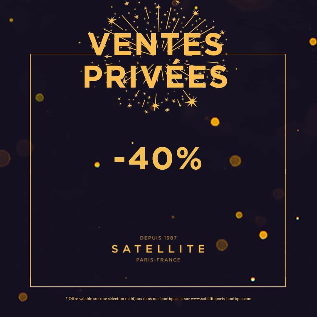 のインスタグラム：「✶ C’est parti ! C’est le début de nos ventes privées sur notre e-shop ! Bénéficiez de -40% sur une sélection de bijoux. Offre valable également dans nos boutiques. . . . #satelliteparis #ventesprivées #bienvenueailleurssatellite #boutiquessatellite #jewelry #bijouxethniques」