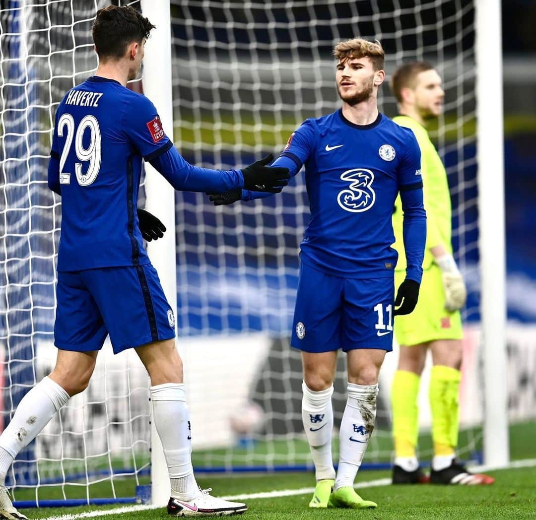 ティモ・ヴェルナーのインスタグラム：「Job done, happy to score! 🙌 @kaihavertz29 @chelseafc」