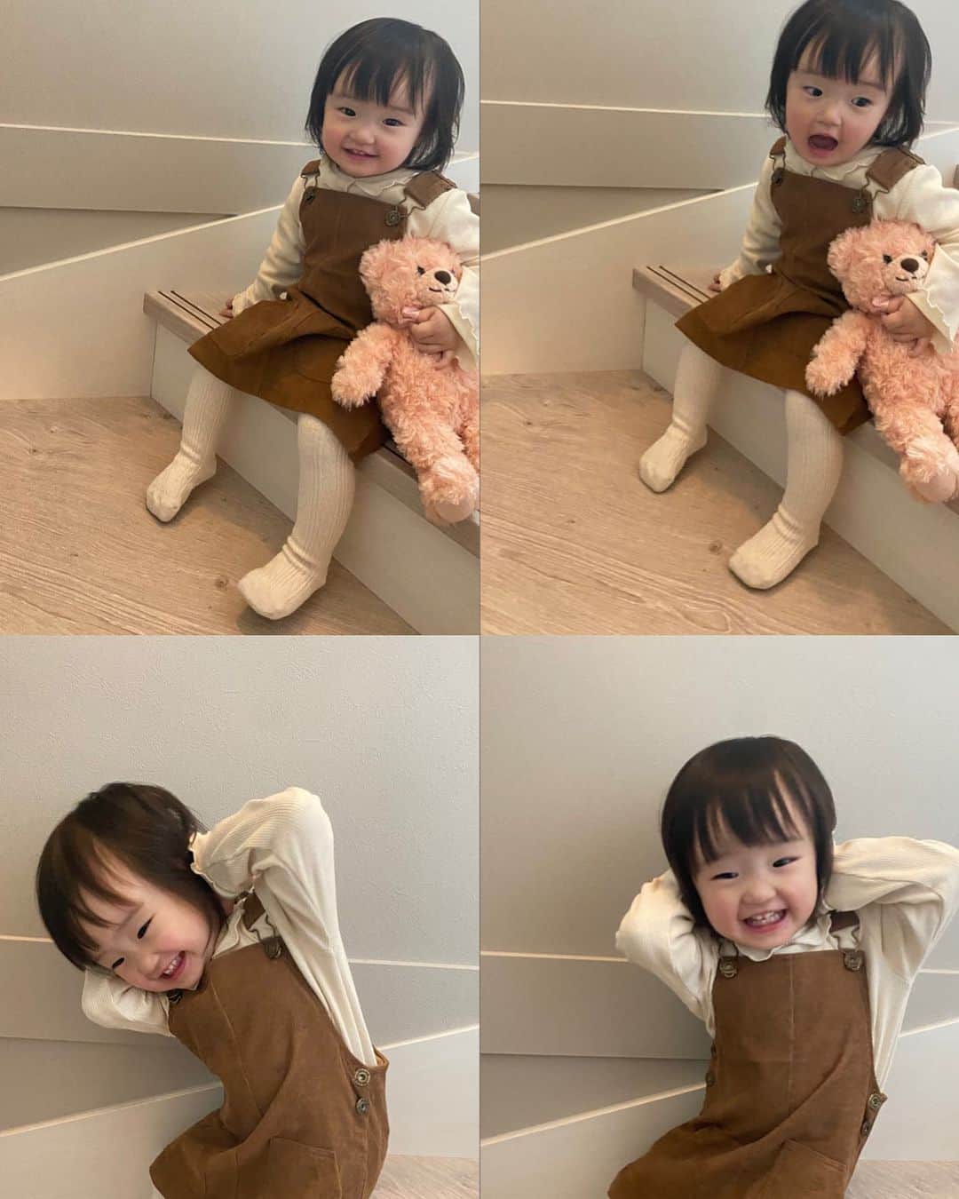 畠中清羅 のインスタグラム：「princessちゃん👸  最近はくまちゃんぬいぐるみが お気に入りでどこに行くにも連れて行く🏃‍♀️  👧🏻  tops @zarakids  skirt @babyclosets2  bottom @gapkids」
