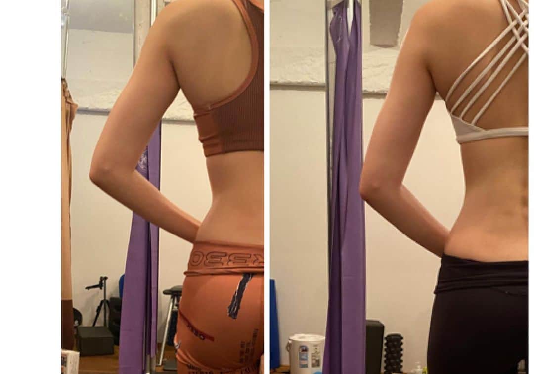FitnessPlanner 星野由香さんのインスタグラム写真 - (FitnessPlanner 星野由香Instagram)「2ヶ月での変化✨ 元々、背骨の側湾を持ちながらも 少しずつ変わってくる体を楽しみながら続けてくださっての変化  人の体の変化って、すべてが変化のプロセス中だからこそ面白いです✨  左側の腕の変化は比べてみると違いがわかりますね。 肩甲骨もシルエットが見え始めてる。 こういう変化がリアルだと思いますし、自然とだっていただいた時に足指の向きも変わってきました。 小さな変化かもしれませんがご本人の満足感や体の使い方を落とし込んでいくことの醍醐味がこの仕事ではまだまだ奥深くて探究がつきないところです✨  #ほぐピラ」1月11日 20時33分 - yuka.hoshino222
