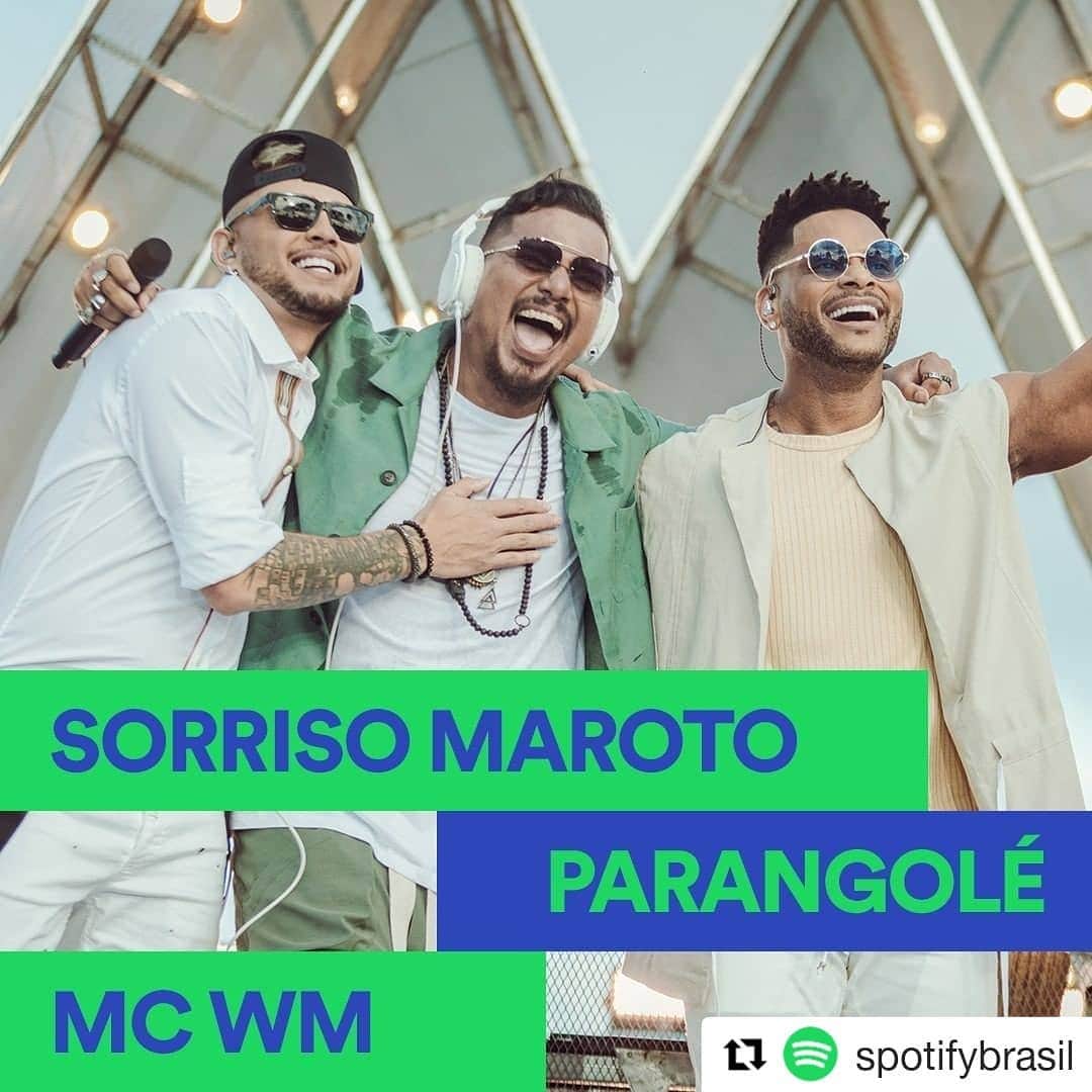 Sorriso Marotoのインスタグラム：「Olha aí quem começou a semana no Feed do @spotifybrasil! 😀 ❤️ @bandaparangole @tonysallescantor @wmmc  #FogoNaGasolina  #Repost @spotifybrasil ・・・ O @sorrisomaroto chamou a @bandaparangole e o @wmmc pra "Fogo na Gasolina", parte do EP "A.M.A - Vol. 3 (Ao Vivo). Ouça agora.」